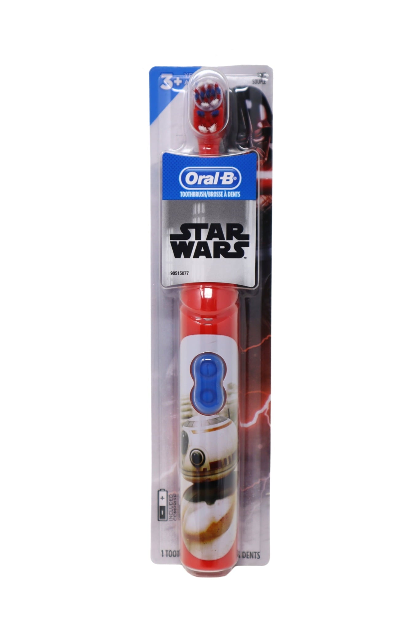 Oral-B Kid's Battery Power Toothbrush featuring Disney's STAR WARS Characters, 3 Count, Red