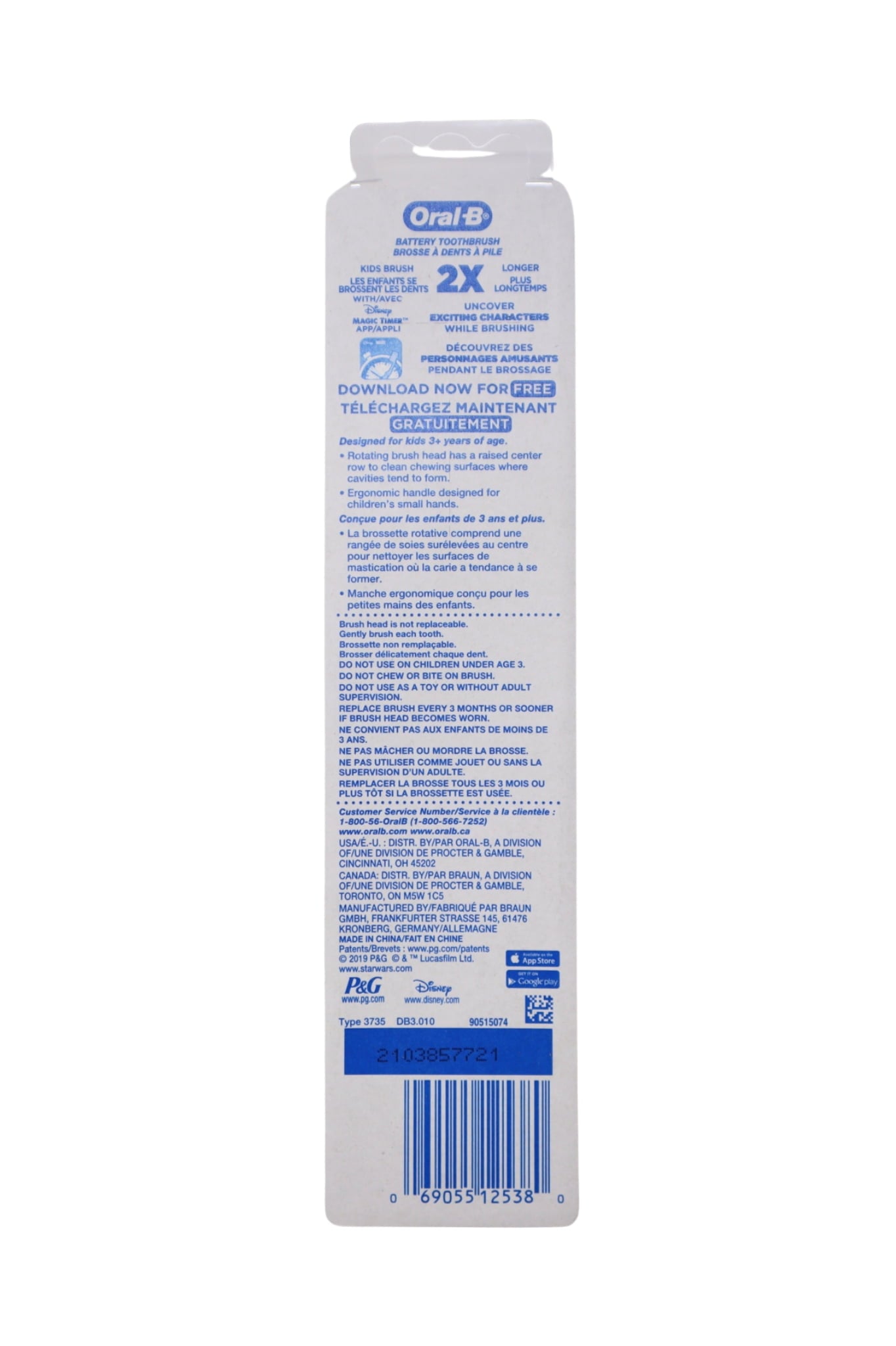 Oral-B Kid's Battery Power Toothbrush featuring Disney's STAR WARS Characters, 3 Count, Red