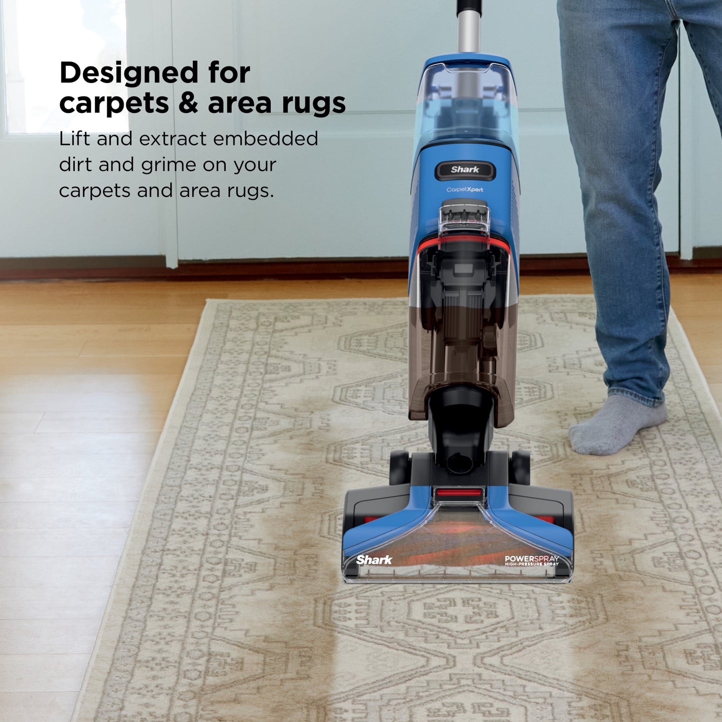 Shark CarpetXpert Upright Carpet &amp; Area Rug Cleaner, Pet Friendly, Lightweight &amp; Powerful, Dirt &amp; Odor Removal, Carpet Shampooer, Cleaning Solution, EX121BRN Blue