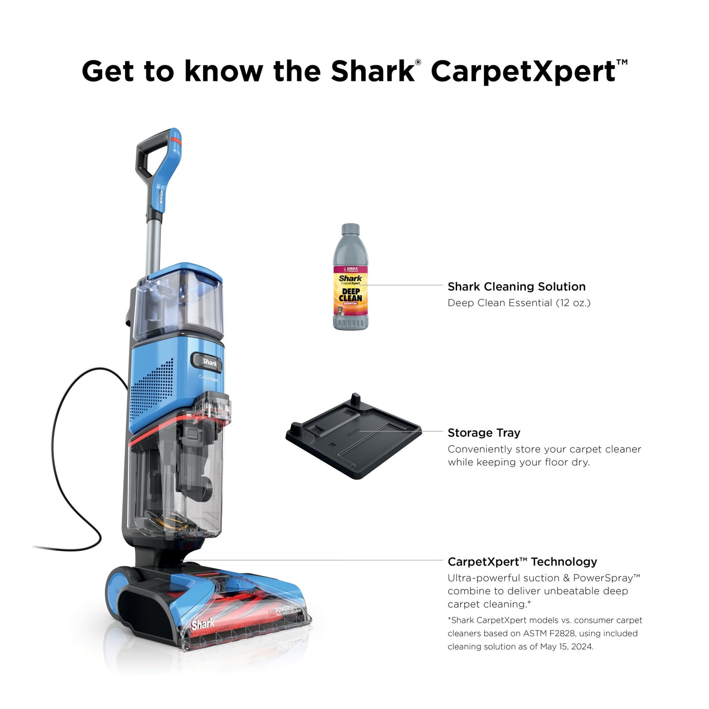 Shark CarpetXpert Upright Carpet &amp; Area Rug Cleaner, Pet Friendly, Lightweight &amp; Powerful, Dirt &amp; Odor Removal, Carpet Shampooer, Cleaning Solution, EX121BRN Blue