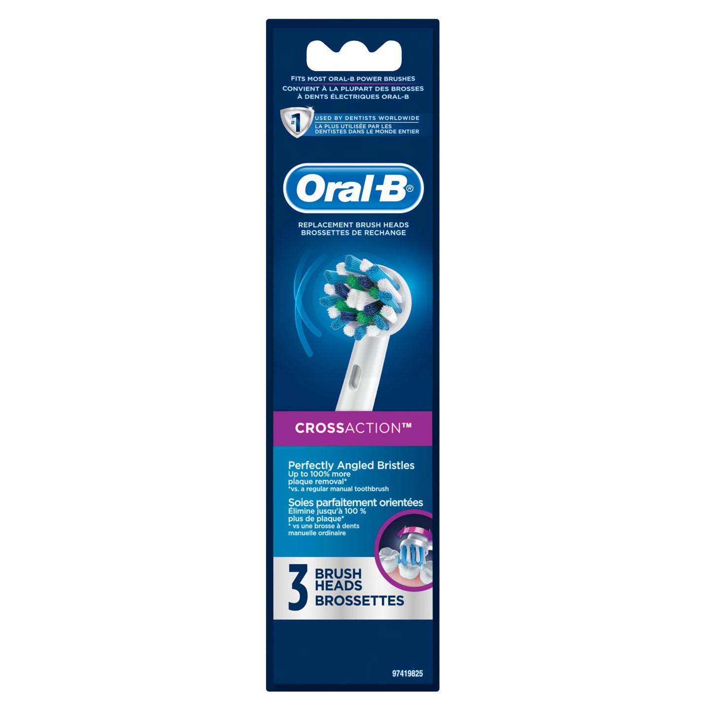 Oral-B Professional Cross Action Replacement Brush Heads, 3 Pk, EB50-3
