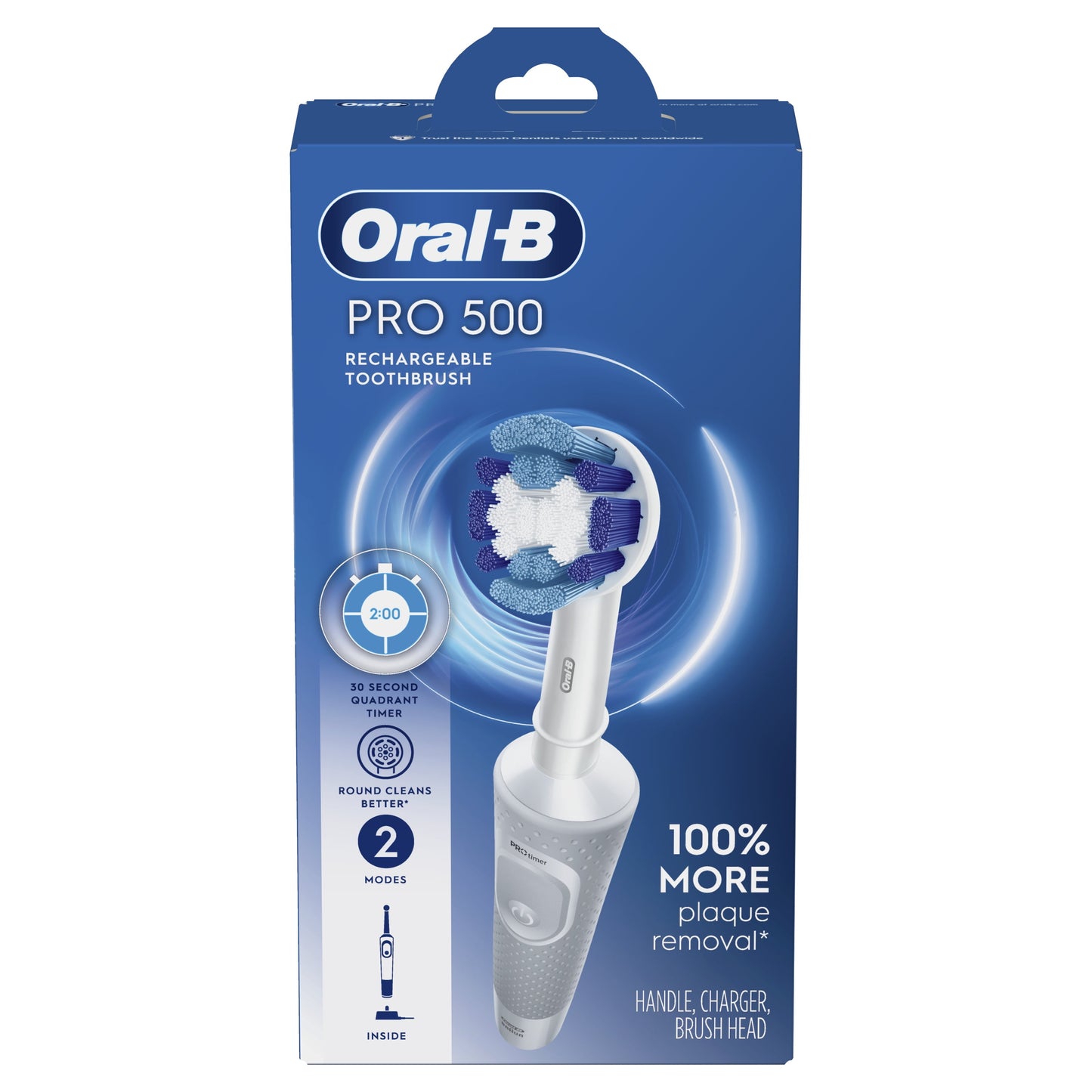 Oral-B Pro 500 Electric Toothbrush with (1) Brush Head, Rechargeable, White