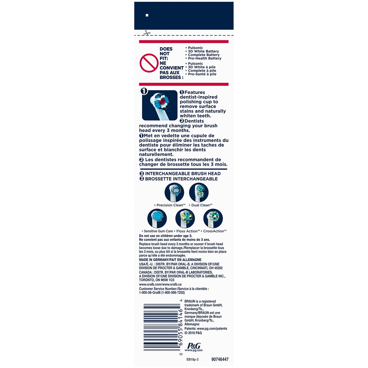 Oral-B 3D White Replacement Brush Heads 3 ct Carded Pack