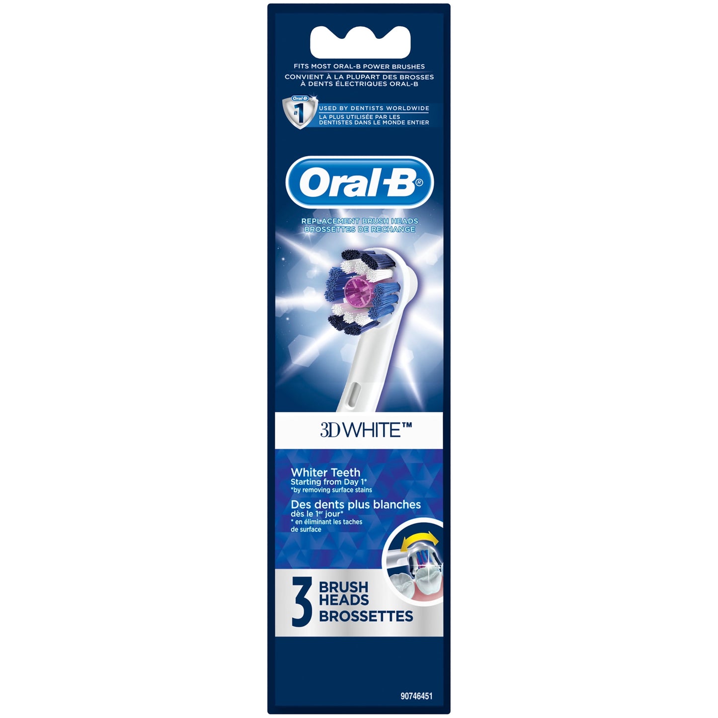 Oral-B 3D White Replacement Brush Heads 3 ct Carded Pack