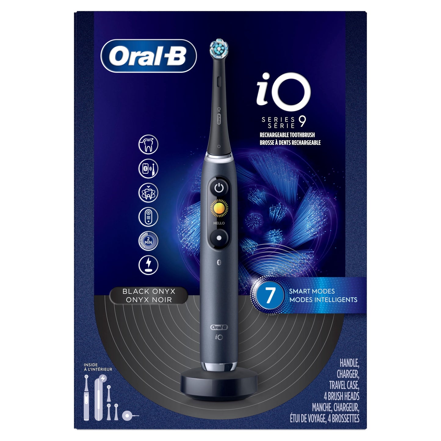 Oral-B Toothbrush, iO Series 9 Electric Toothbrush with 4 Brush Heads, Black Onyx