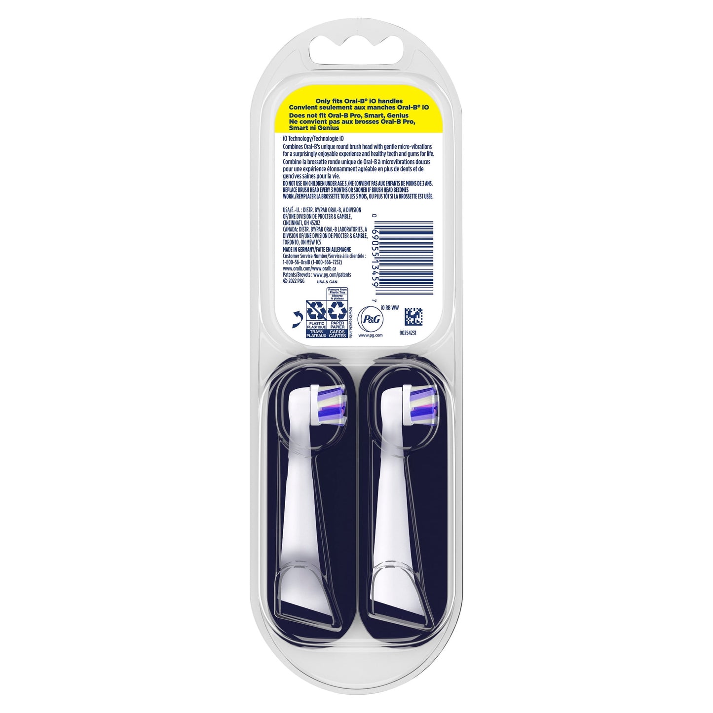 Oral-B iO Ultimate White Replacement Brush Heads, White, 2 count