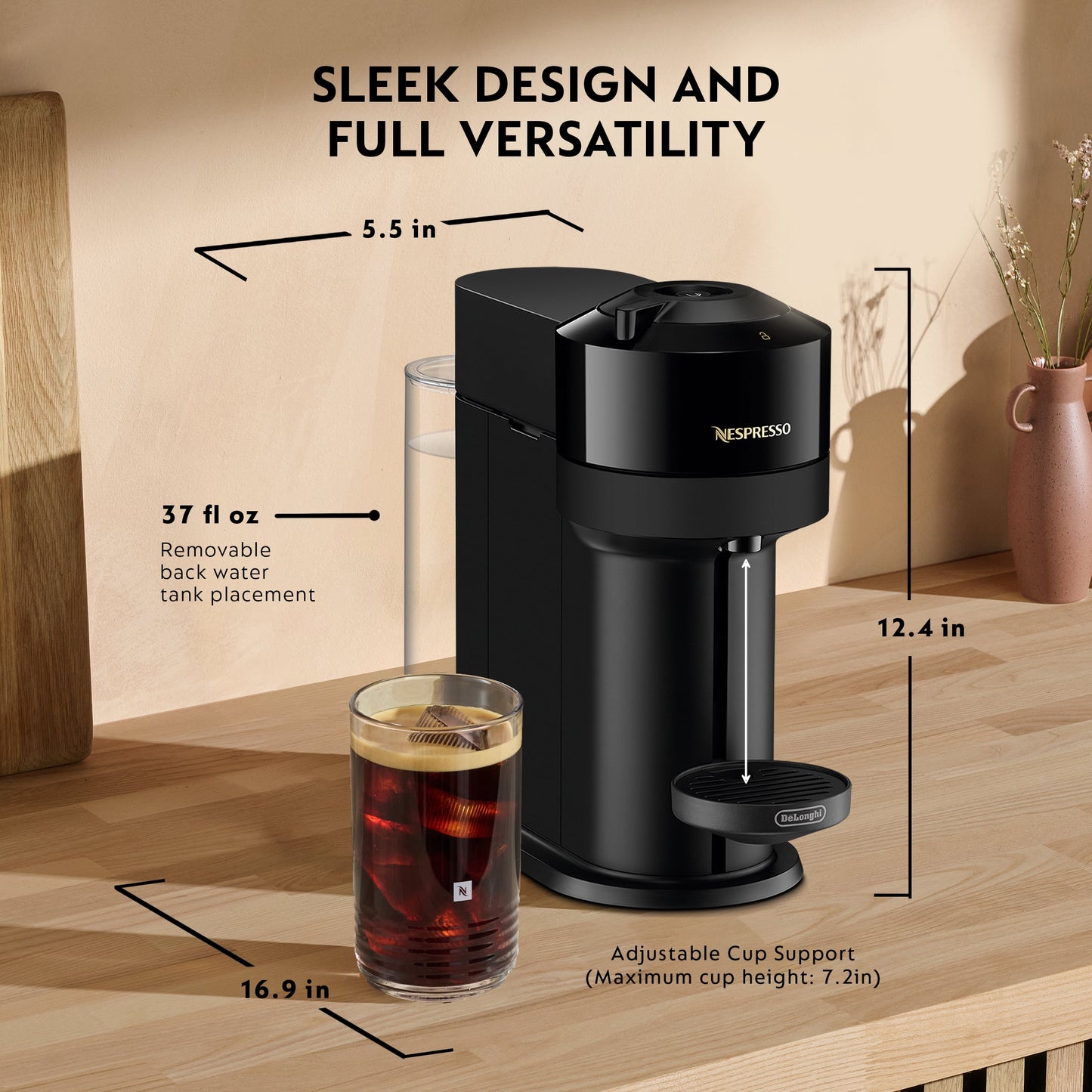 Nespresso New Vertuo Next 19-Bar, 1-Cup Black Espresso Machine