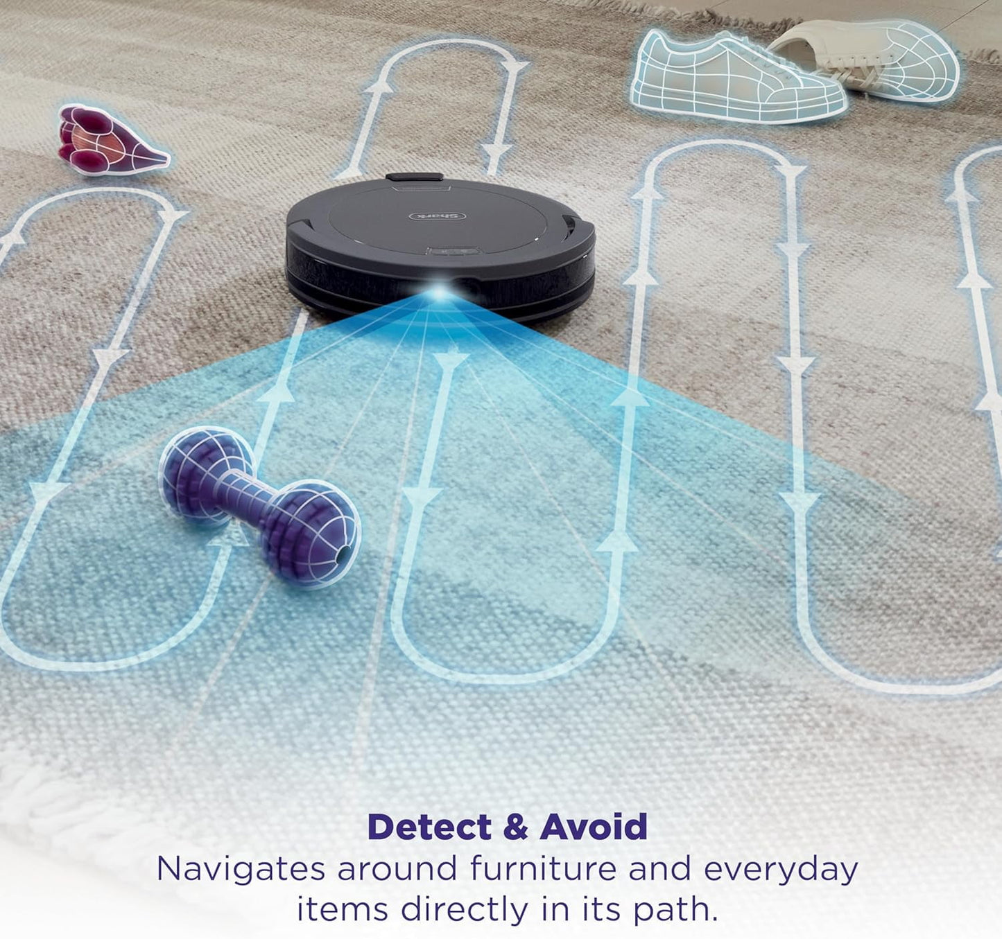 Shark Navigator Robot Vacuum with SmartPath Navigation and Self-Cleaning Brushroll, Powerful Suction, Pet Hair Pickup, Anti-Hair Wrap, for Carpets &amp; Hard Floors, Steel Grey, RV2110