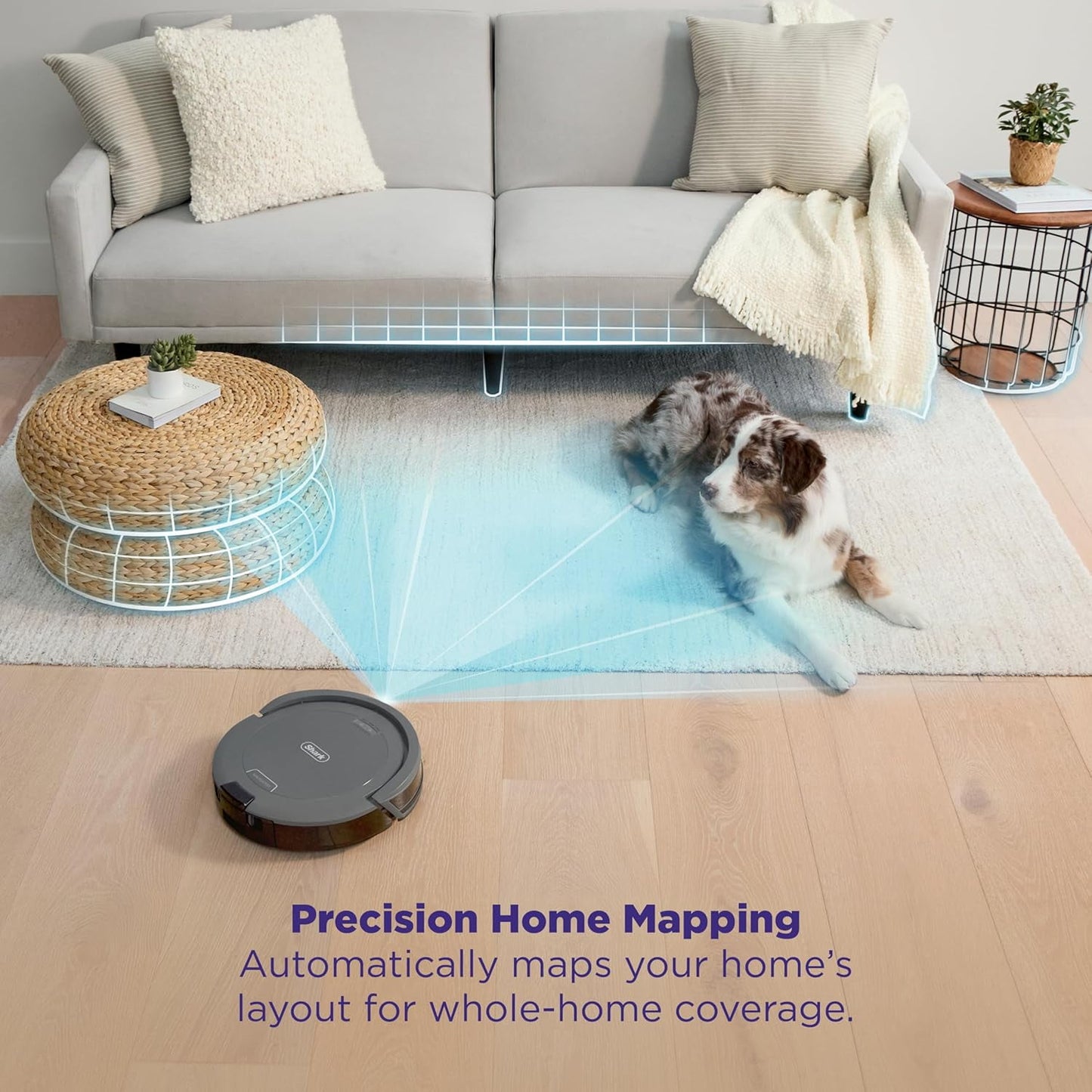 Shark Navigator Robot Vacuum with SmartPath Navigation and Self-Cleaning Brushroll, Powerful Suction, Pet Hair Pickup, Anti-Hair Wrap, for Carpets &amp; Hard Floors, Steel Grey, RV2110