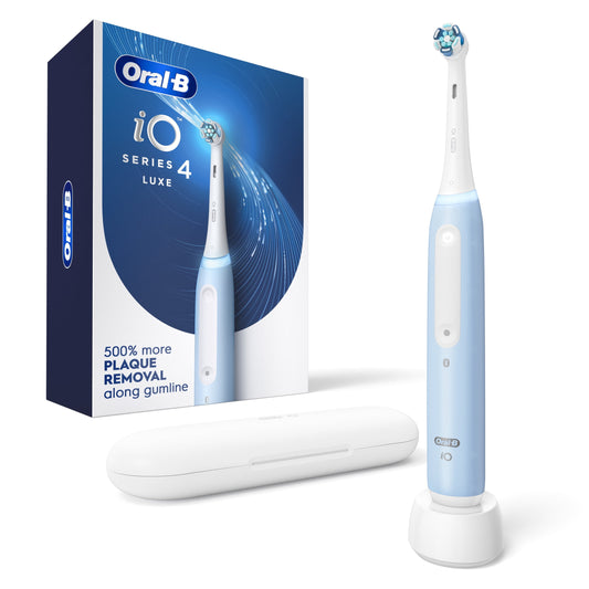 Oral‑B Toothbrush, iO Series 4 Rechargeable Electric Toothbrush for Adults &amp; Kids 3+, Icy Blue, Compact Head