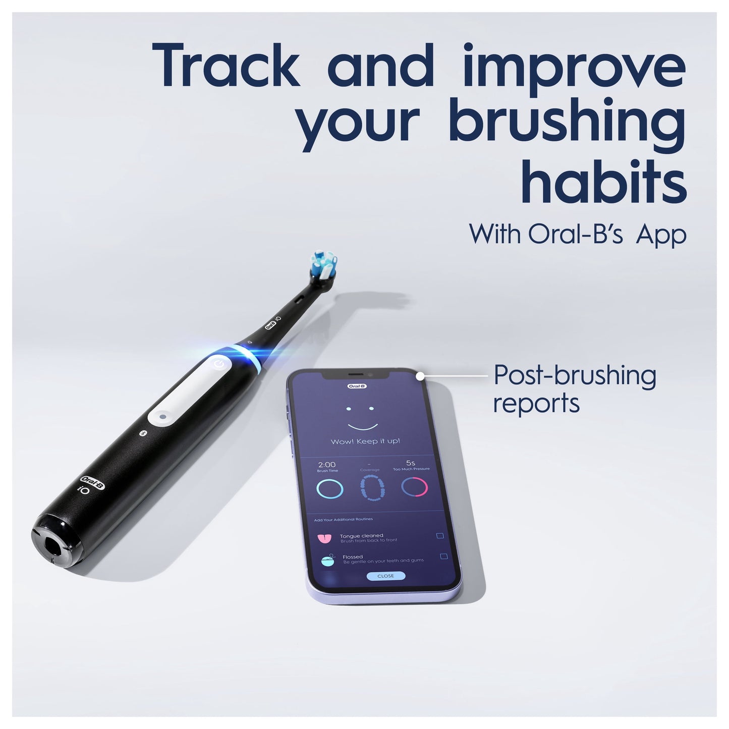 Oral‑B Toothbrush, iO Series 4 Rechargeable Electric Toothbrush for Adults &amp; Kids 3+, Icy Blue, Compact Head