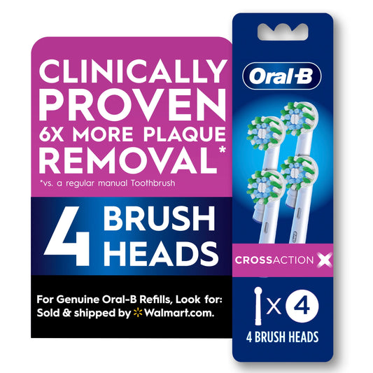 Oral-B Toothbrush Heads, CrossActionX X-Filament Replacement Brush Heads, 4 Count