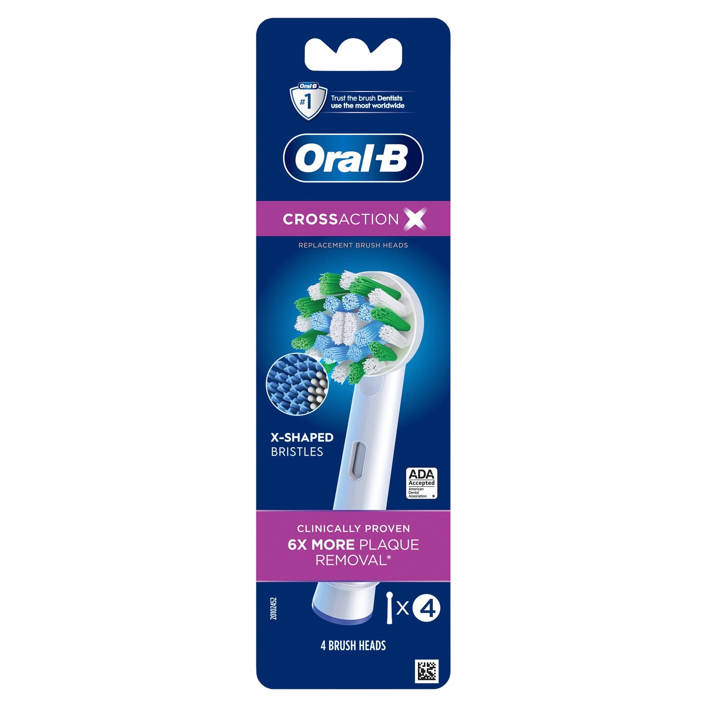Oral-B Toothbrush Heads, CrossActionX X-Filament Replacement Brush Heads, 4 Count