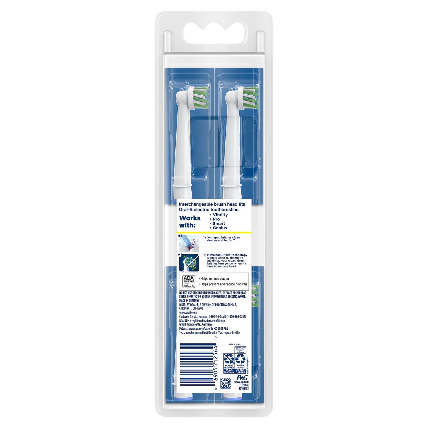 Oral-B Toothbrush Heads, CrossActionX X-Filament Replacement Brush Heads, 4 Count