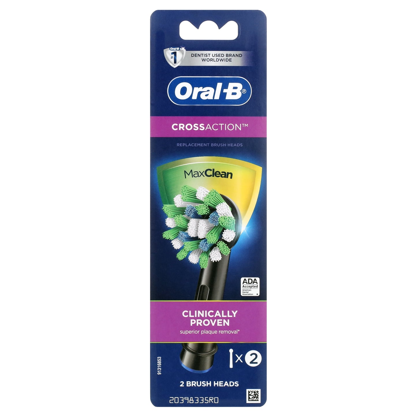 Oral-B Toothbrush Heads, CrossActionX X-Filament Replacement Brush Heads, 4 Count