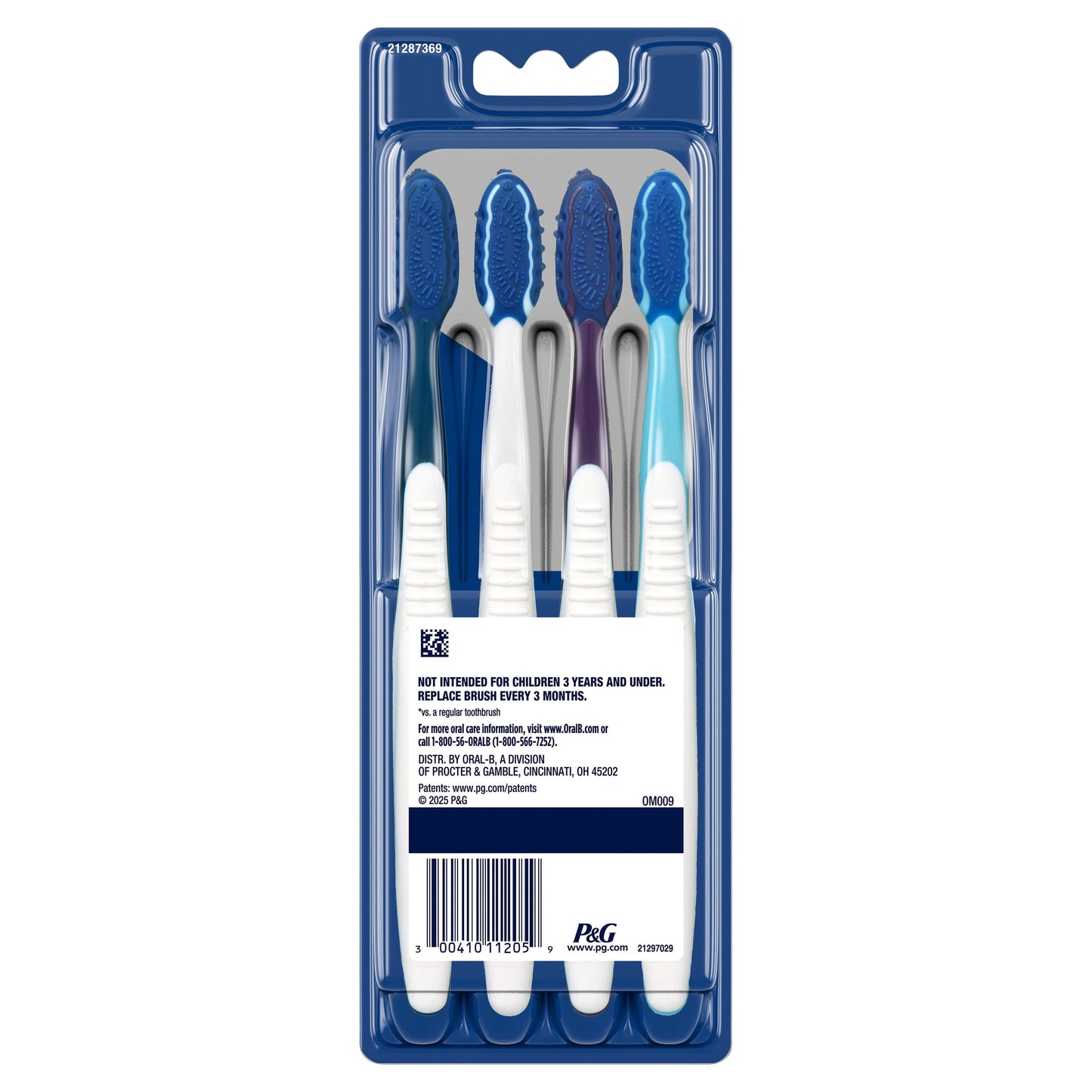 Oral-B Toothbrush, Pro Clean Cross Action, Deep Plaque Removal, Medium, 4 Count
