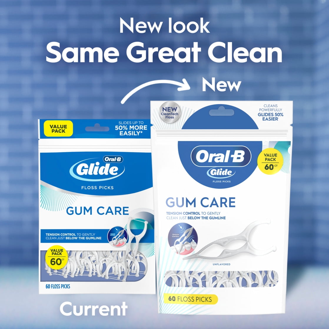 Oral-B Glide Gum Care Dental Floss Picks, Good for Back Teeth, 120 Picks