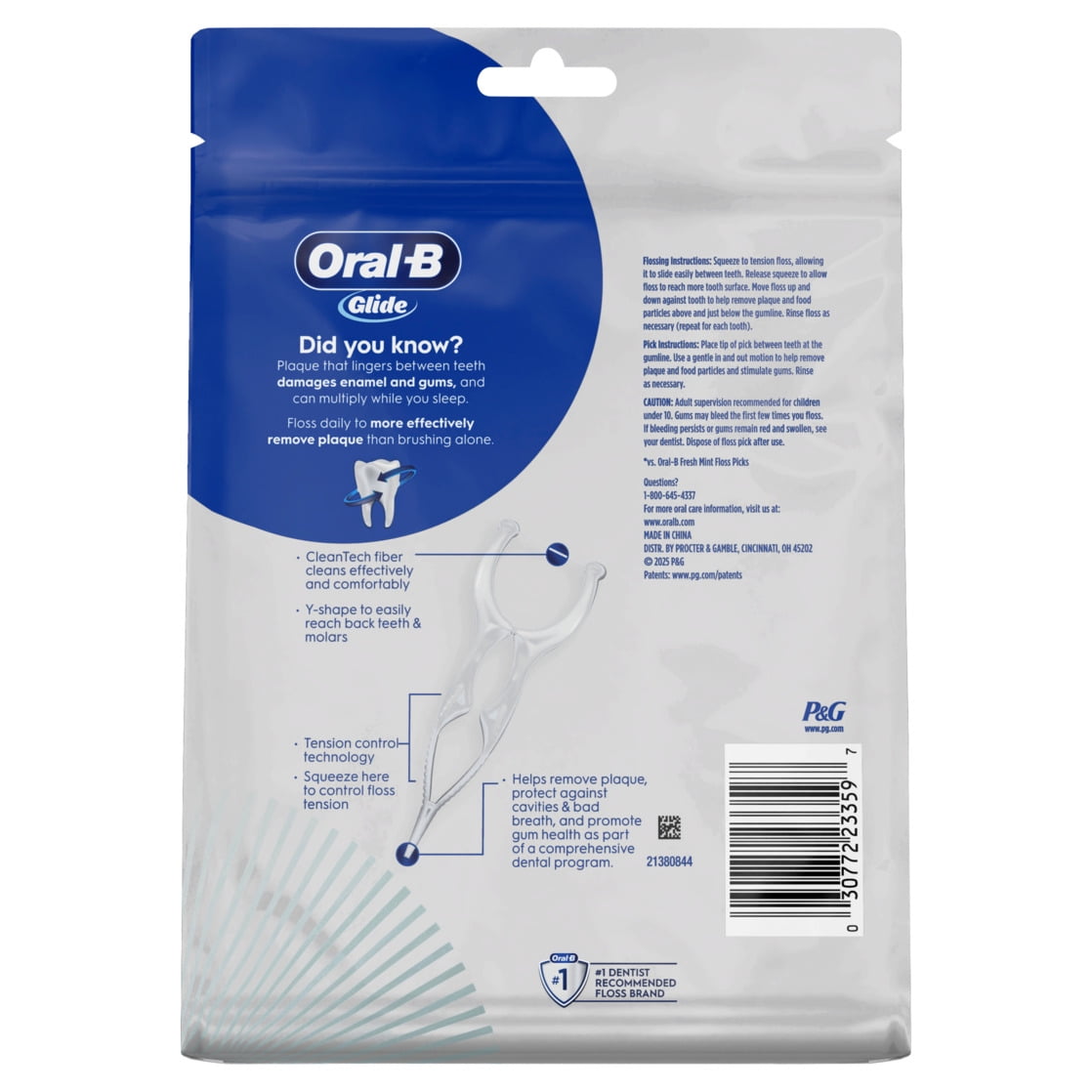 Oral-B Glide Gum Care Dental Floss Picks, Good for Back Teeth, 120 Picks