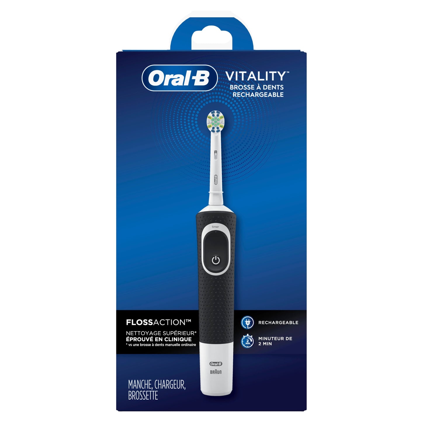 Oral‑B Floss, Vitality Floss Action Rechargeable Electric Toothbrush, Black, 1 Count, for Adults &amp; Kids 3+