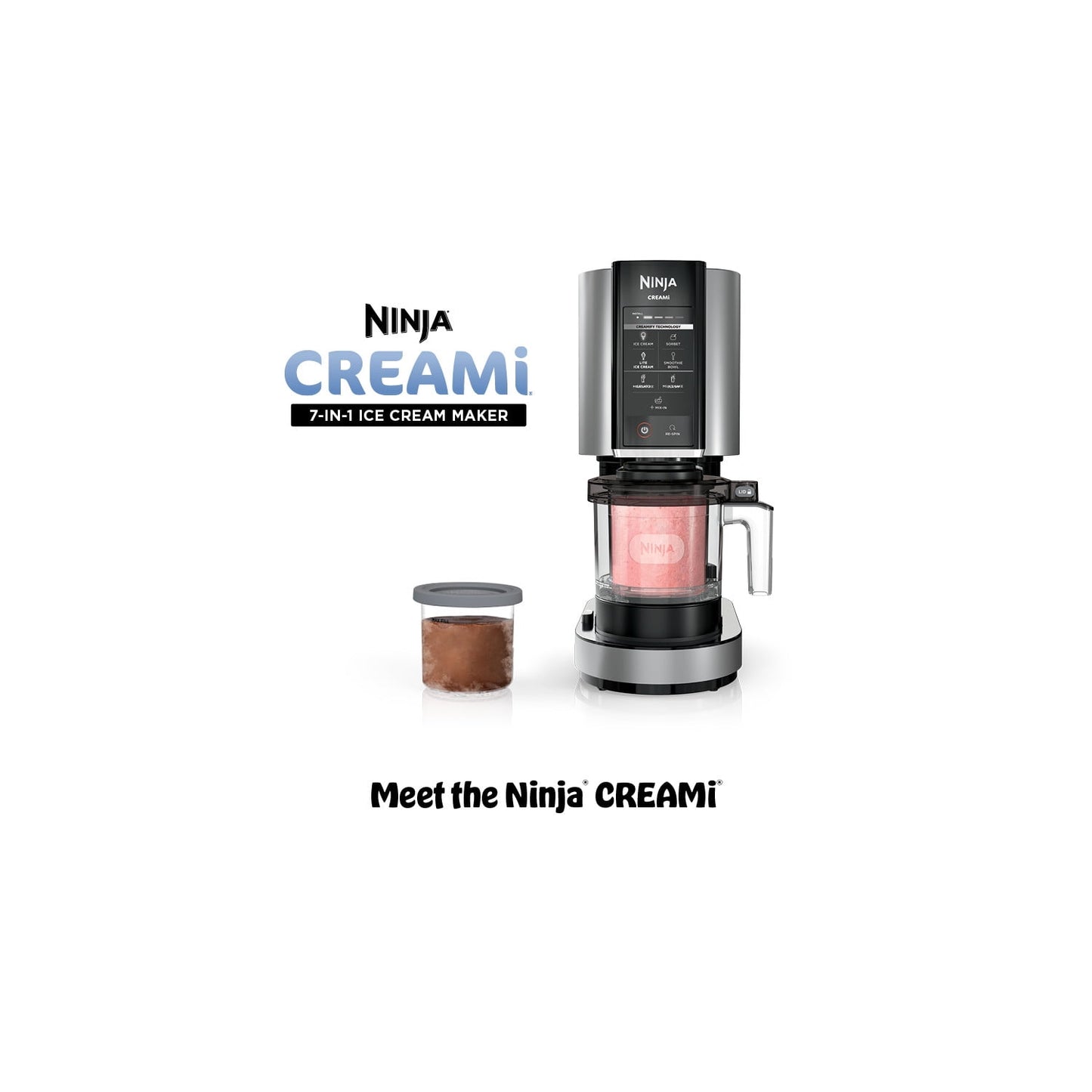 Ninja CREAMi Ice Cream Maker, for Gelato, Mix-ins, Milkshakes, Sorbet, Smoothie Bowl, 7 One-Touch Programs, (2) 16 Oz Pint Containers &amp; Lids, NC301 Cloud Silver
