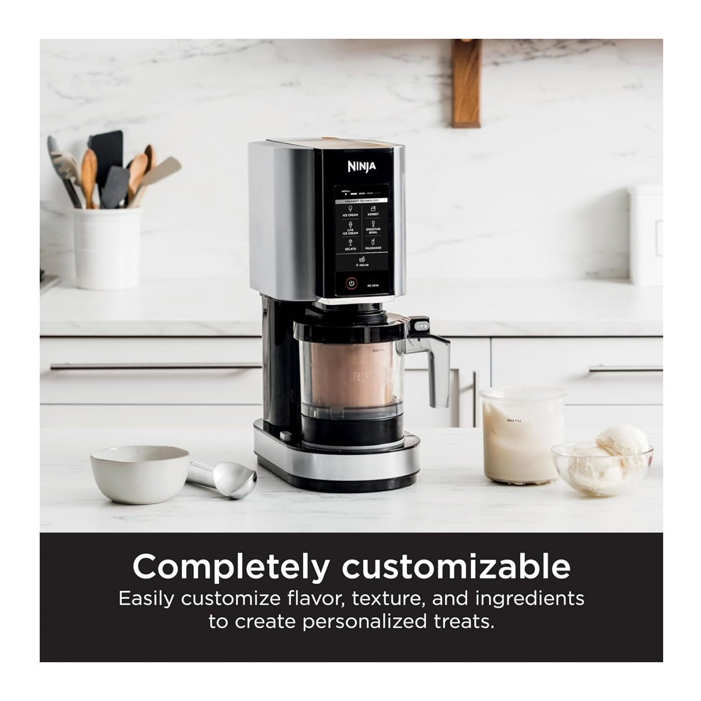 Ninja CREAMi Ice Cream Maker, for Gelato, Mix-ins, Milkshakes, Sorbet, Smoothie Bowl, 7 One-Touch Programs, (2) 16 Oz Pint Containers &amp; Lids, NC301 Cloud Silver