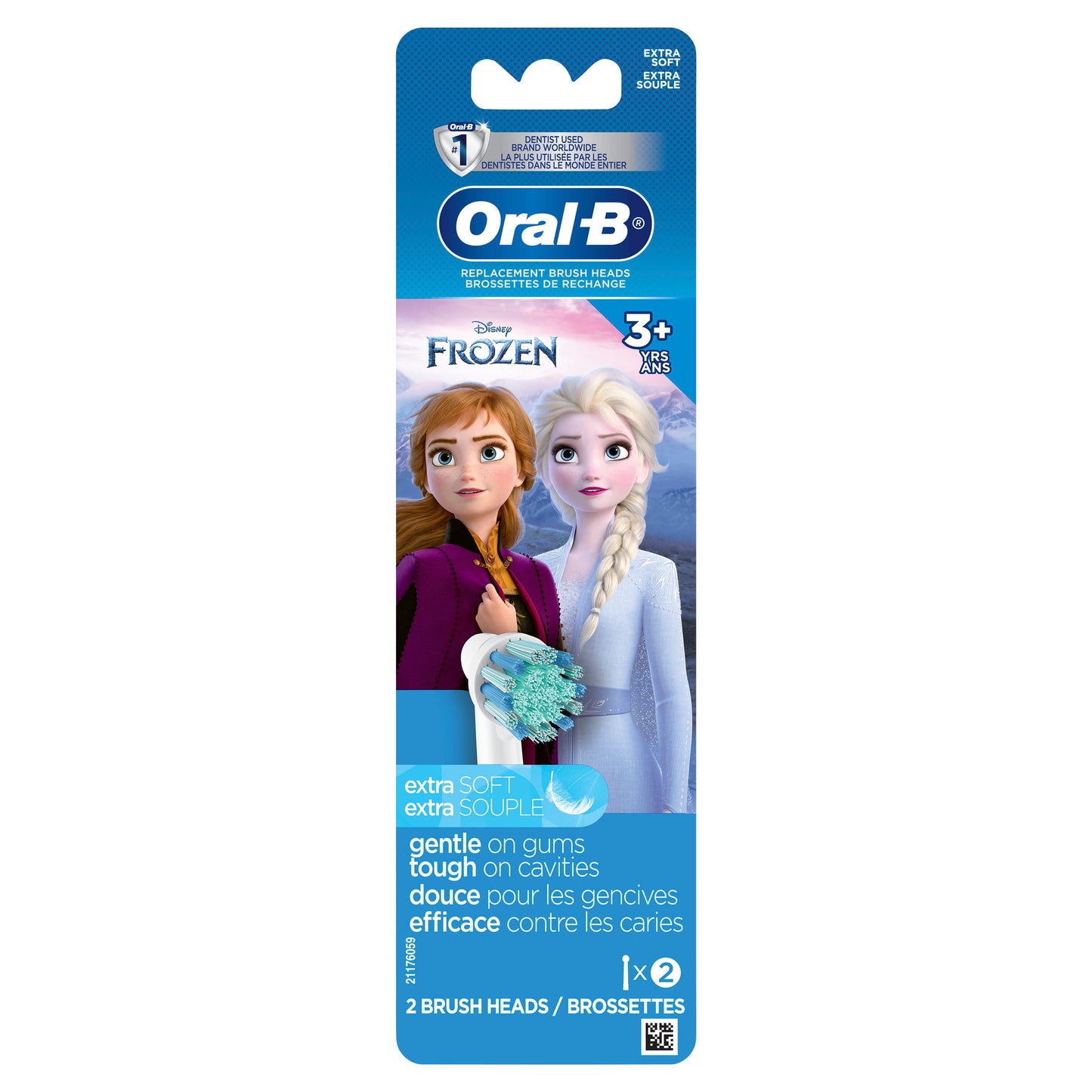 Oral-B Kids Extra Soft Replacement Brush Heads featuring Disney's Frozen II, 2 Count