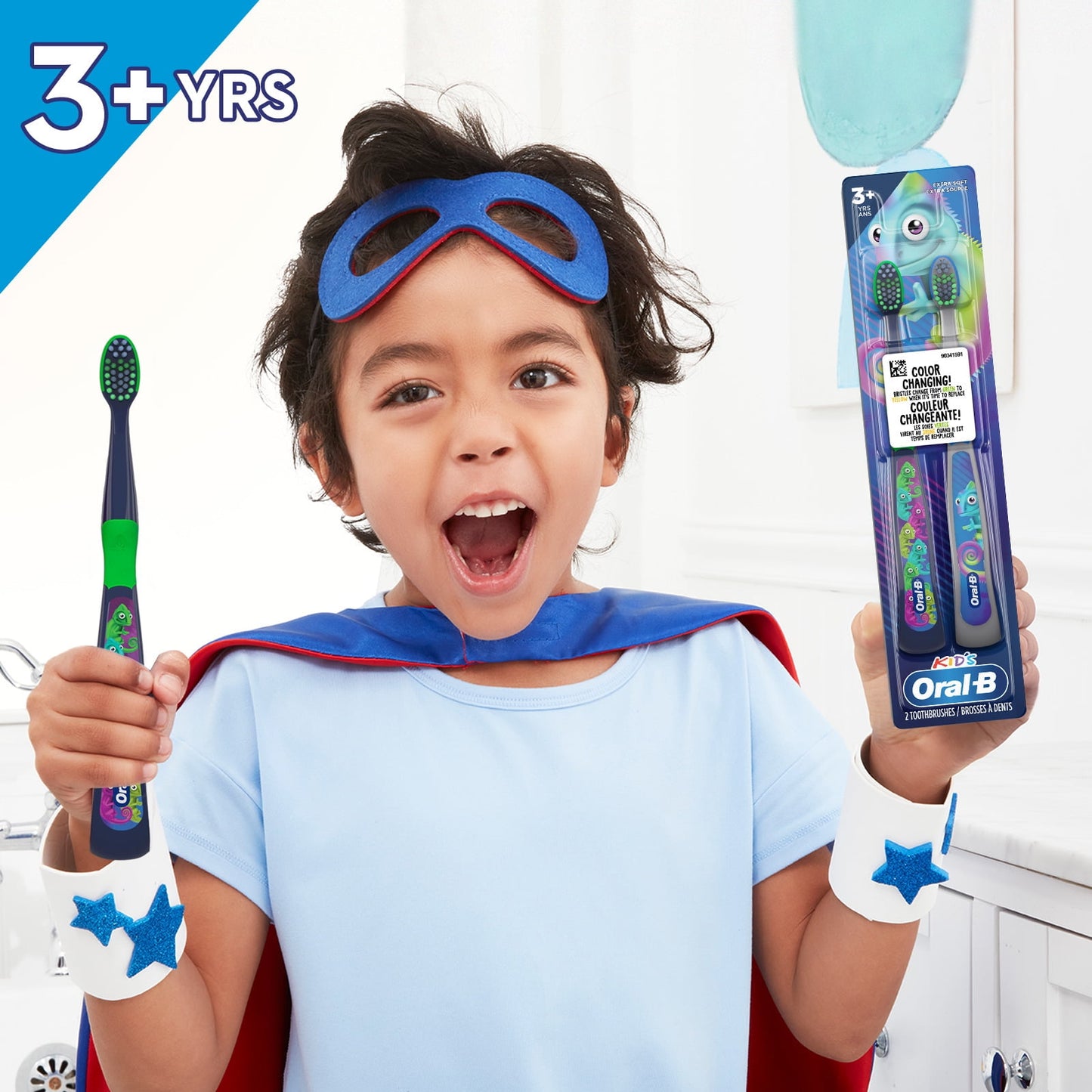 Oral-B Kid's Manual Toothbrush for Ages 3+, Extra Soft, 2 Count