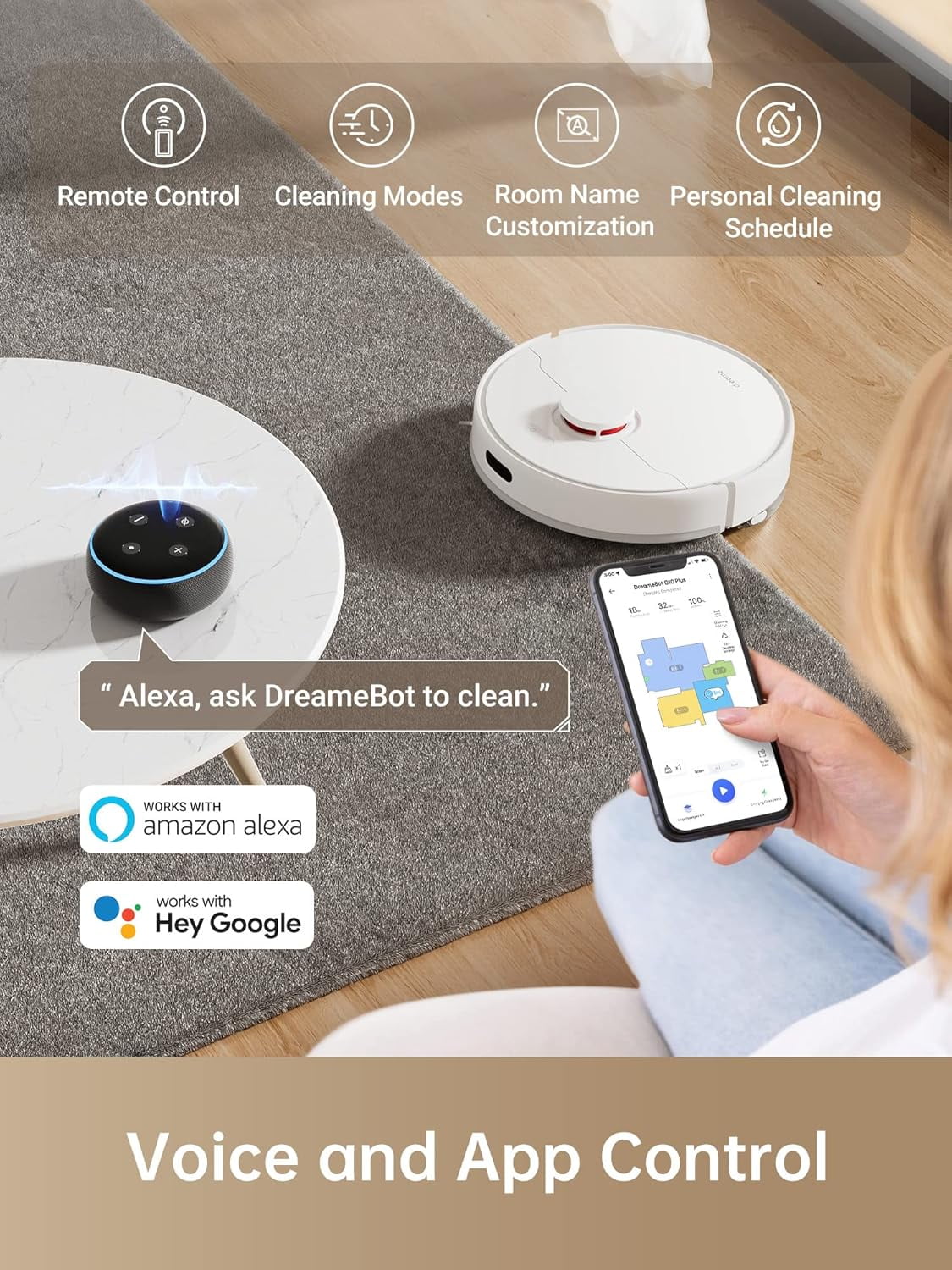 Dreame Robot Vacuum and Mop Combo,45Days of Dust Auto-Empty,4000Pa Suction,LiDAR Navigation,D10 Plus