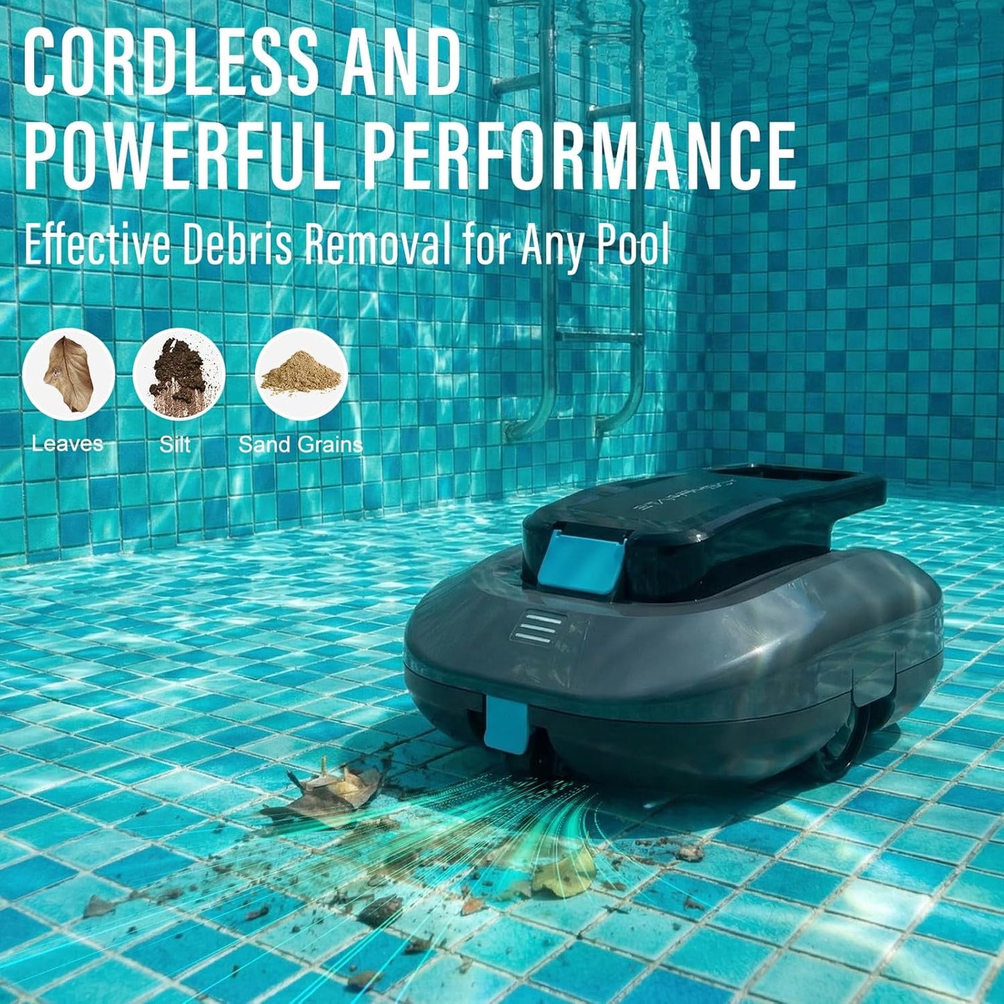 STARRYBOT Cordless Robotic Pool Cleaner with Dual high-Efficiency Motors Delivers Strong Suction, Smart Self-Parking,Smart LED Indicator,Pool Vacuum for Above-Ground Flat Pool up to 900 Sq.ft