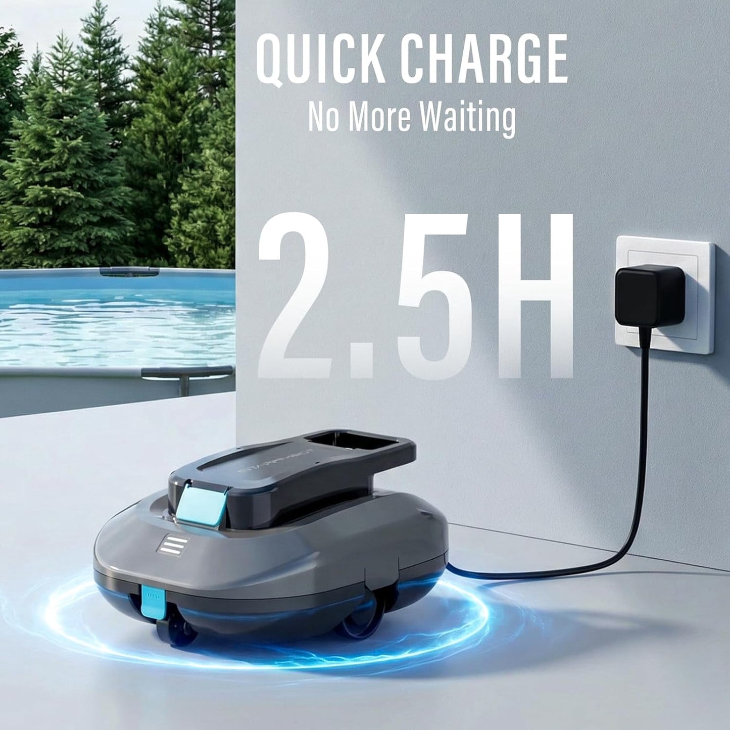 STARRYBOT Cordless Robotic Pool Cleaner with Dual high-Efficiency Motors Delivers Strong Suction, Smart Self-Parking,Smart LED Indicator,Pool Vacuum for Above-Ground Flat Pool up to 900 Sq.ft