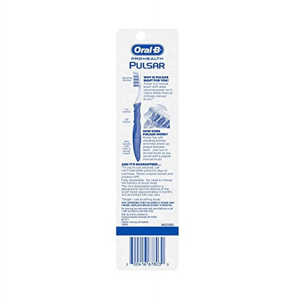 Oral-B Pulsar Vibrating Bristles Soft Toothbrush Deeper Cleaner, 1ct 4 Pack