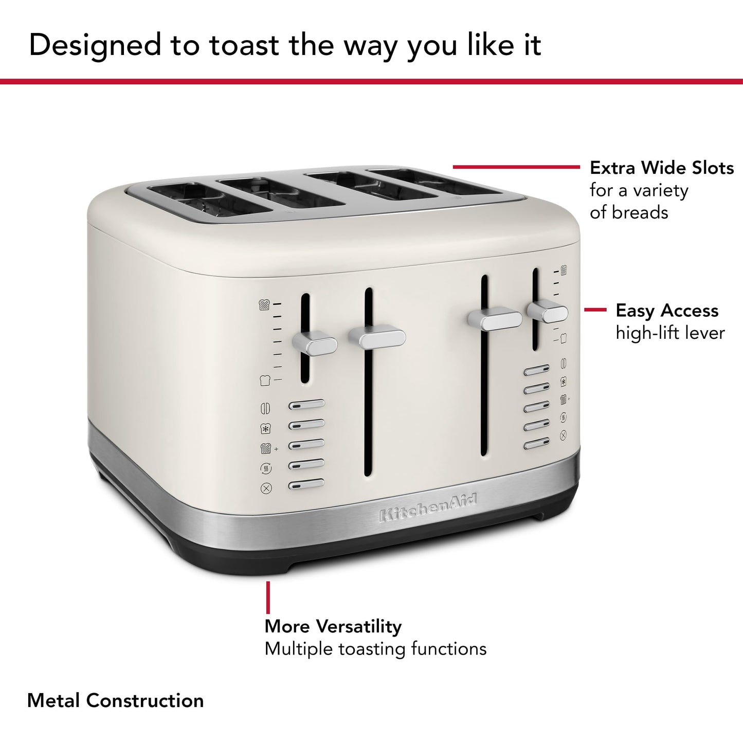 KitchenAid 4 Slice Toaster, KMT4109PL, Porcelain White