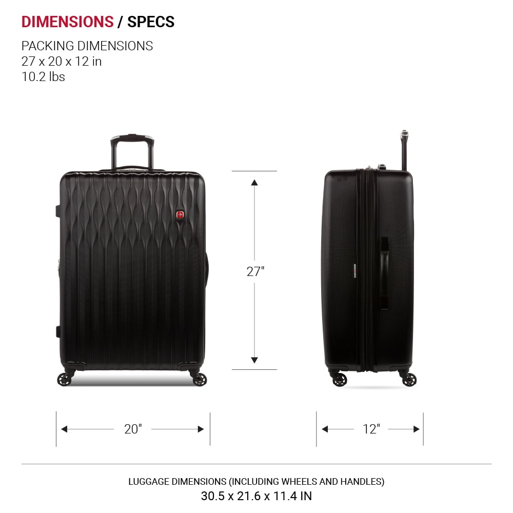 SWISSGEAR Wave Hardside Expandable Large Checked Luggage with Spinner Wheels, Black