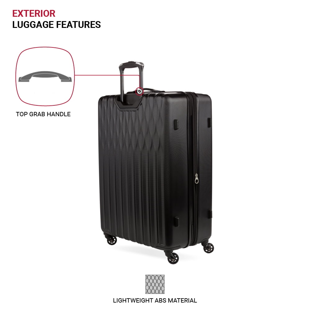SWISSGEAR Wave Hardside Expandable Large Checked Luggage with Spinner Wheels, Black