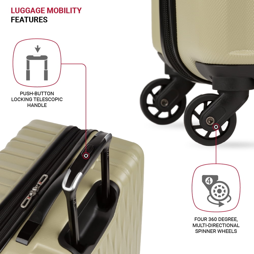 SWISSGEAR Wave Hardside Expandable Large Checked Luggage with Spinner Wheels, Black