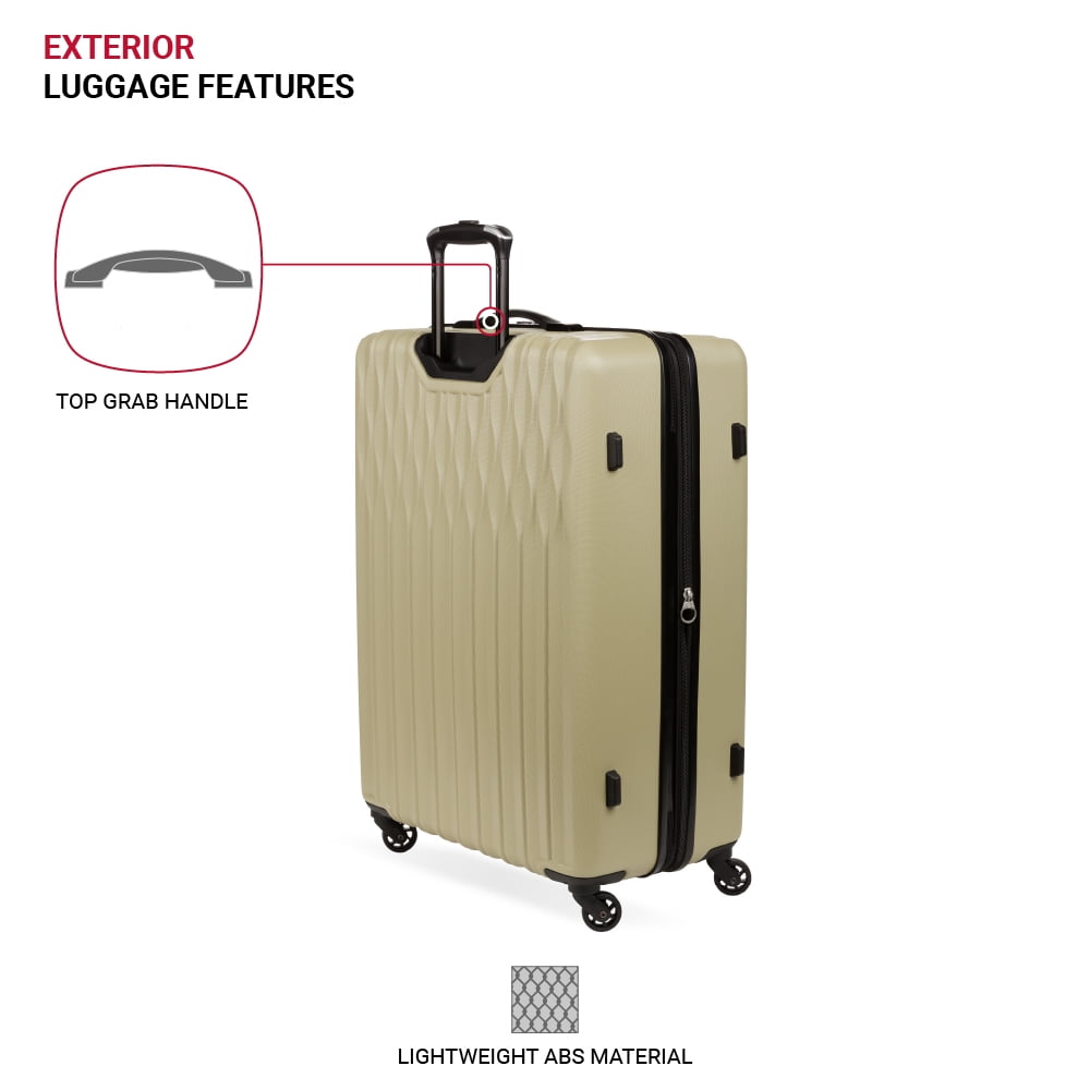 SWISSGEAR Wave Hardside Expandable Large Checked Luggage with Spinner Wheels, Black