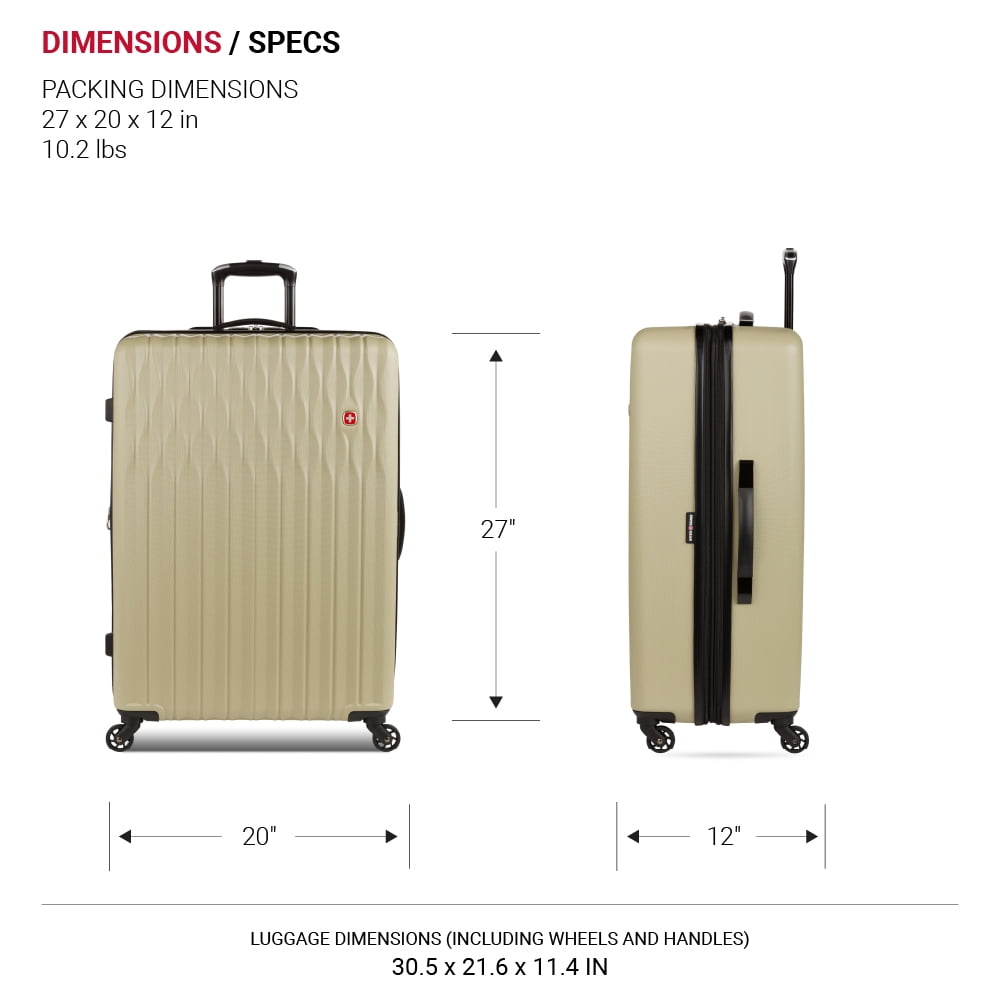 SWISSGEAR Wave Hardside Expandable Large Checked Luggage with Spinner Wheels, Black