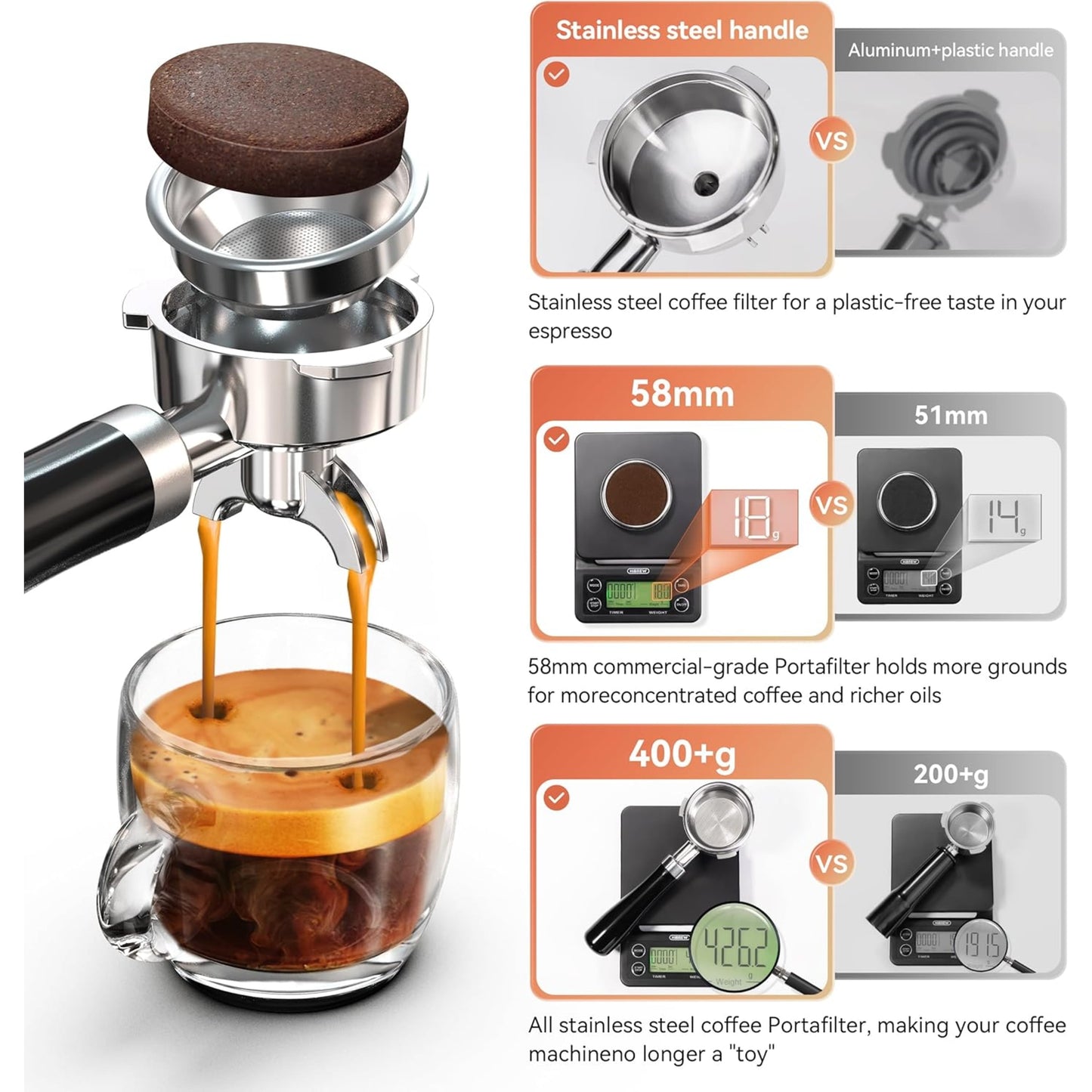 Hibrew H10A-SL 20bar Semi Automatic Espresso Coffee Machine