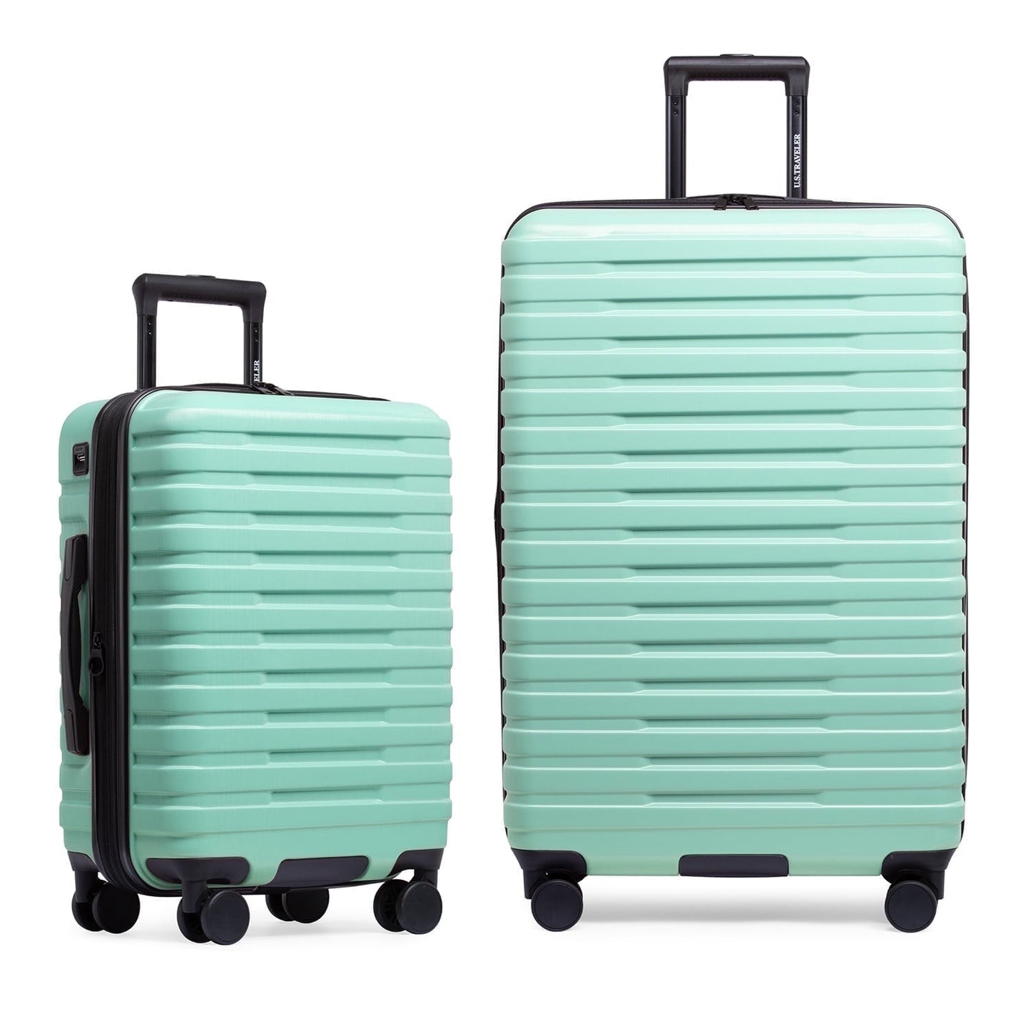 U.S. Traveler Boren Hardside Rugged Spinner Luggage Set w/ USB Port, Mint, 2-Piece (22/30)