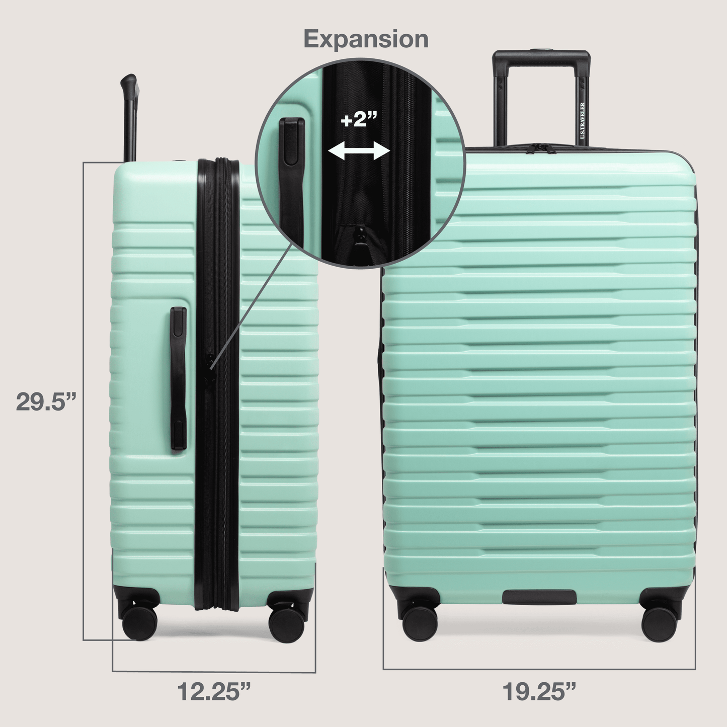 U.S. Traveler Boren Hardside Rugged Spinner Luggage Set w/ USB Port, Mint, 2-Piece (22/30)