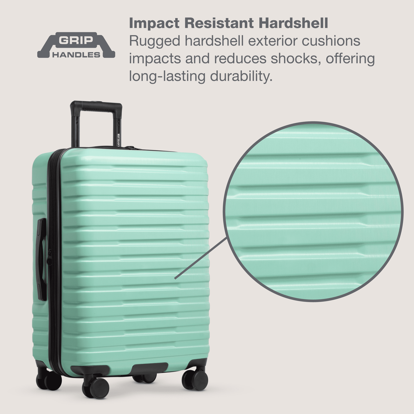 U.S. Traveler Boren Hardside Rugged Spinner Luggage Set w/ USB Port, Mint, 2-Piece (22/30)