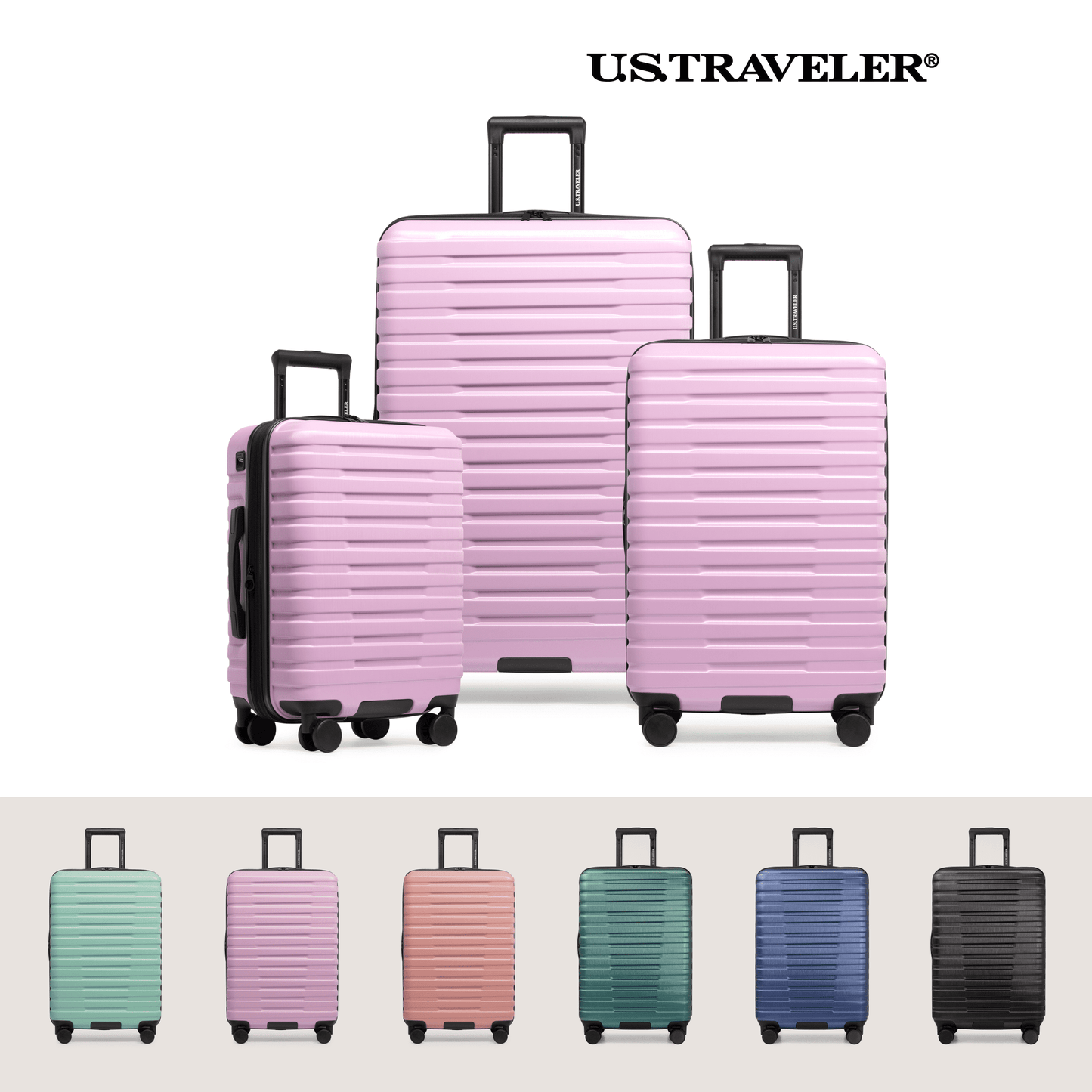U.S. Traveler Boren Hardside Rugged Spinner Luggage Set w/ USB Port, Mint, 2-Piece (22/30)