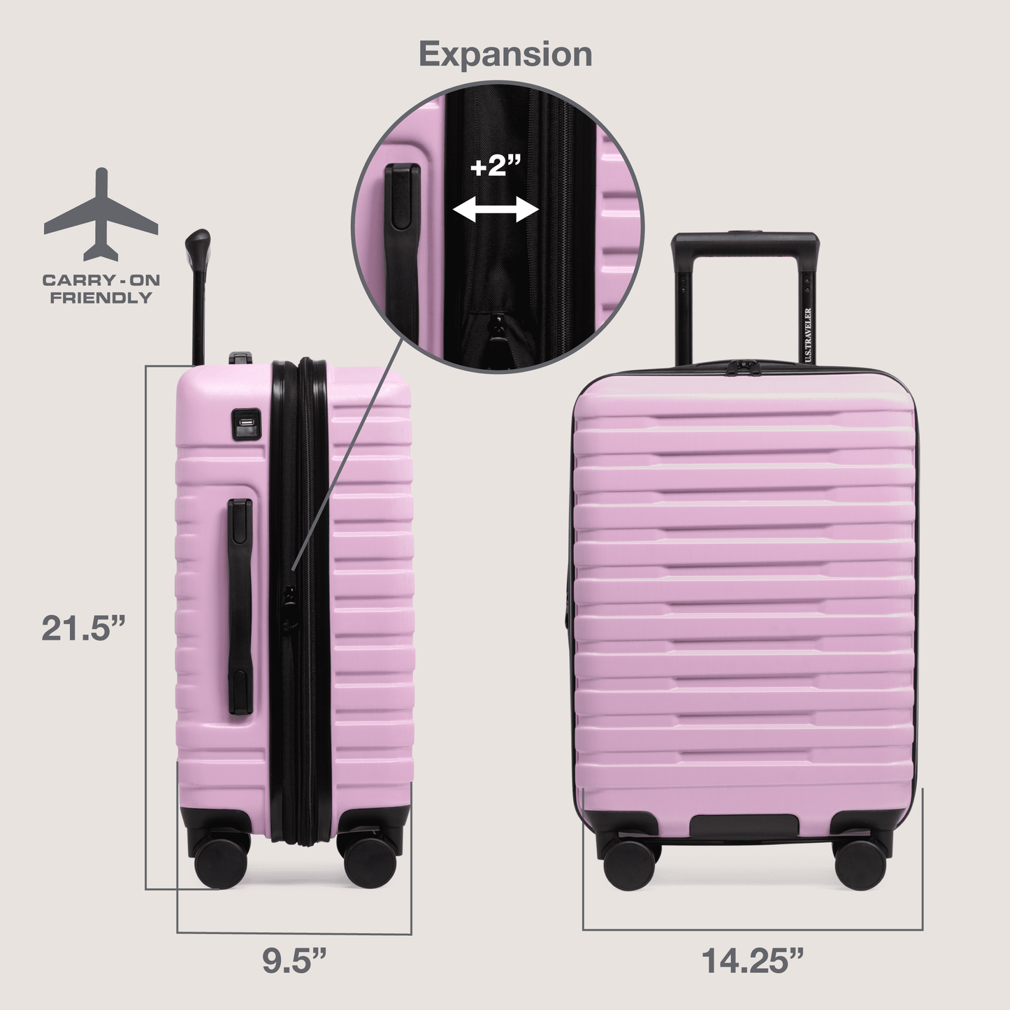 U.S. Traveler Boren Hardside Rugged Spinner Luggage Set w/ USB Port, Mint, 2-Piece (22/30)