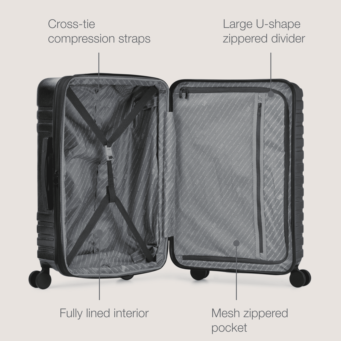 U.S. Traveler Boren Hardside Rugged Spinner Luggage Set w/ USB Port, Mint, 2-Piece (22/30)