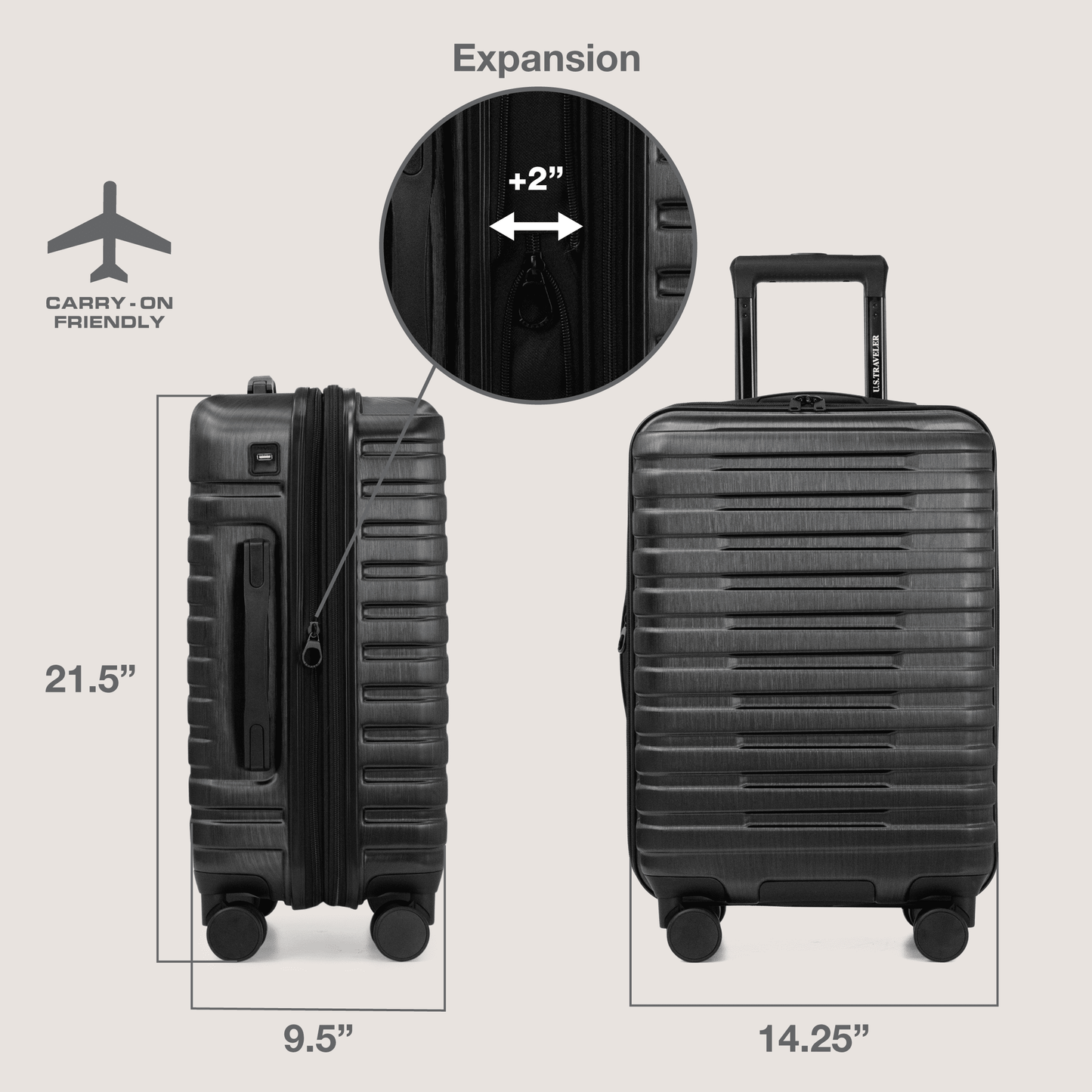 U.S. Traveler Boren Hardside Rugged Spinner Luggage Set w/ USB Port, Mint, 2-Piece (22/30)
