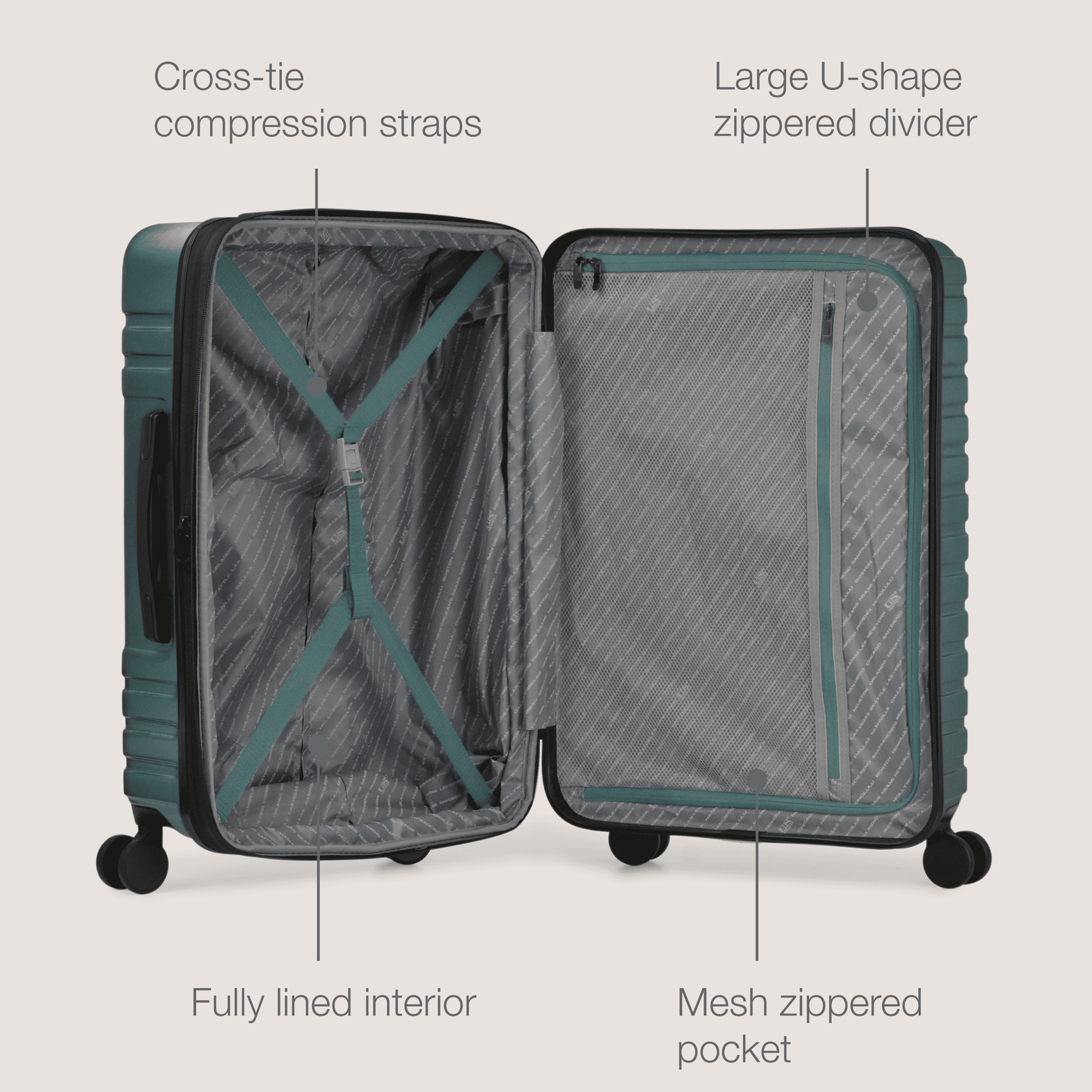 U.S. Traveler Boren Hardside Rugged Spinner Luggage Set w/ USB Port, Mint, 2-Piece (22/30)