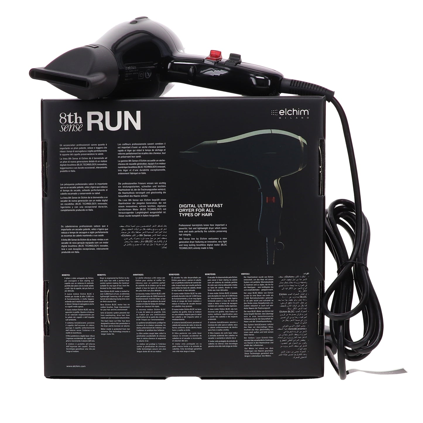 Elchim Run 8th Sense Digital Ultrafast Dryer - Black