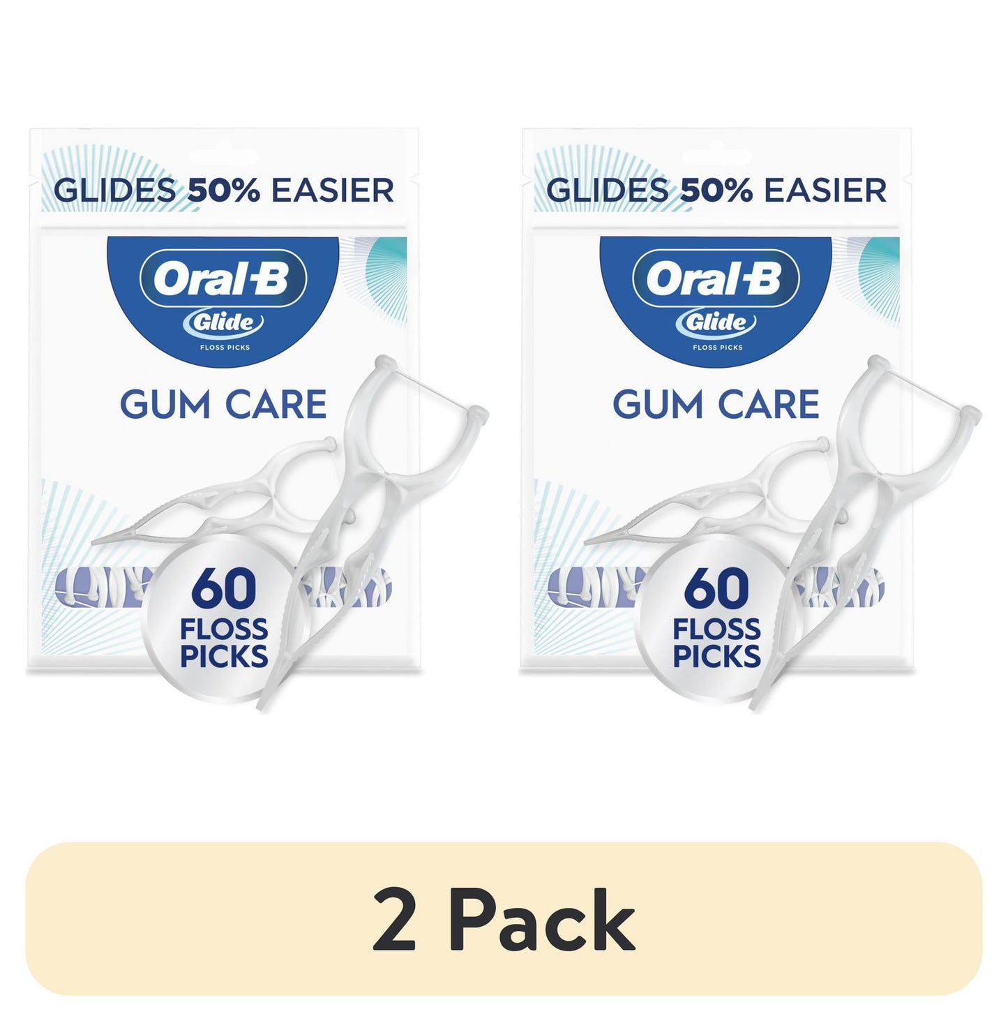 Oral-B Floss, Glide Gum Care Dental Floss Picks, Good for Back Teeth, 60 Picks
