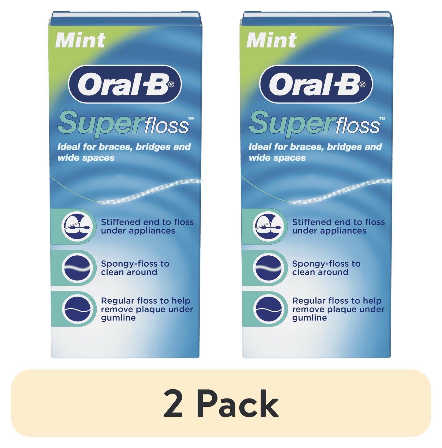 Oral-B Floss, Super Floss Pre-Cut Strands Dental Floss, Mint, 50 Count