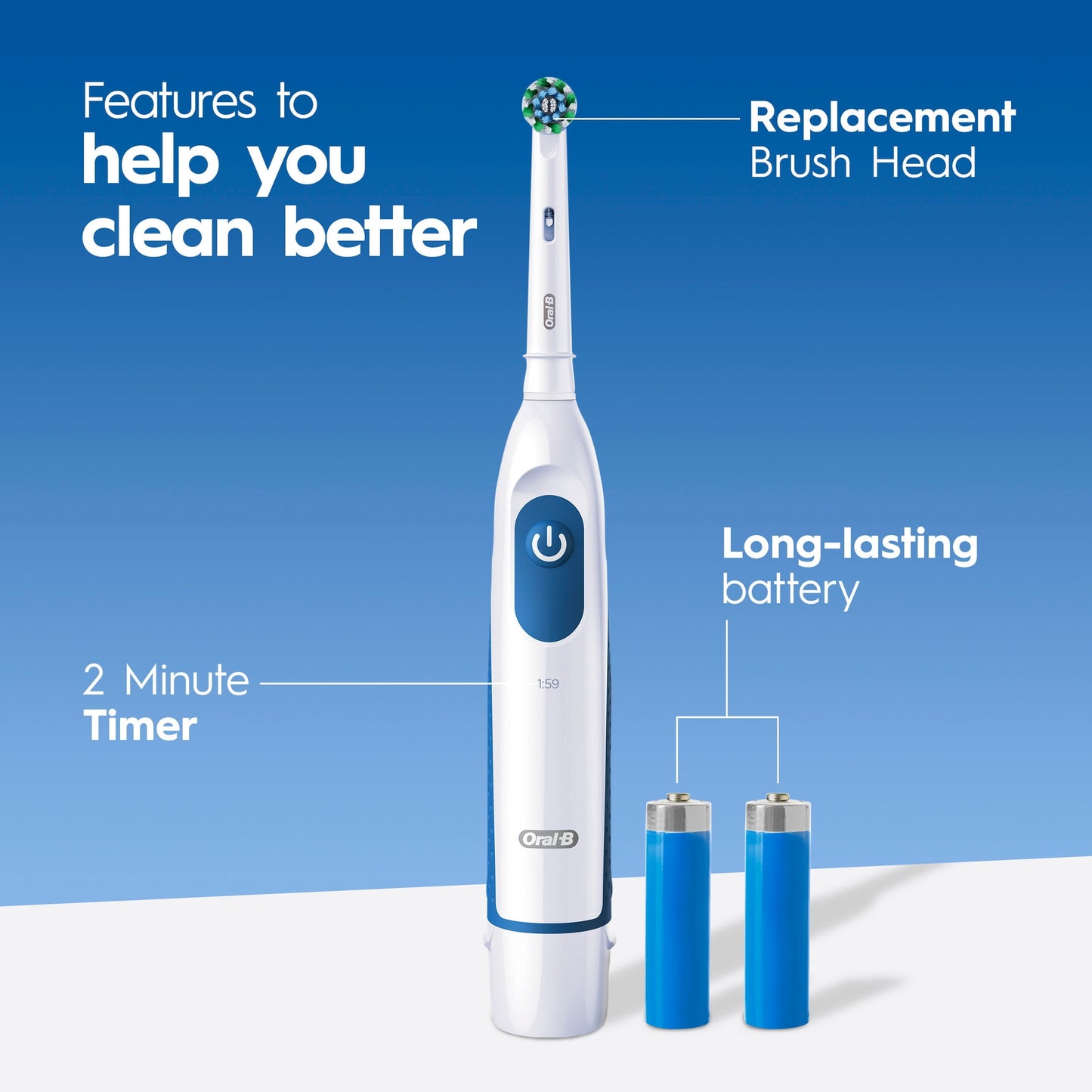 Oral-B Toothbrush, Pro 100 Precision Clean, Battery Power Toothbrush, White